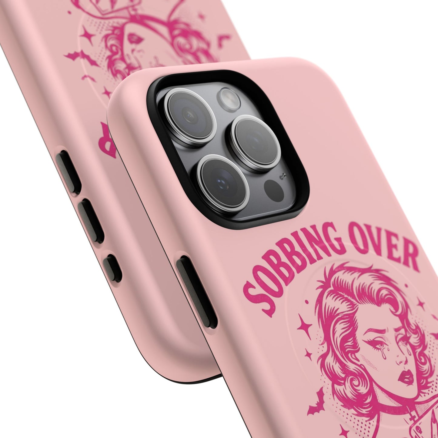 Phone Case — Pink “Sobbing Over Fictional Men” Tough Magnetic Protective Cover