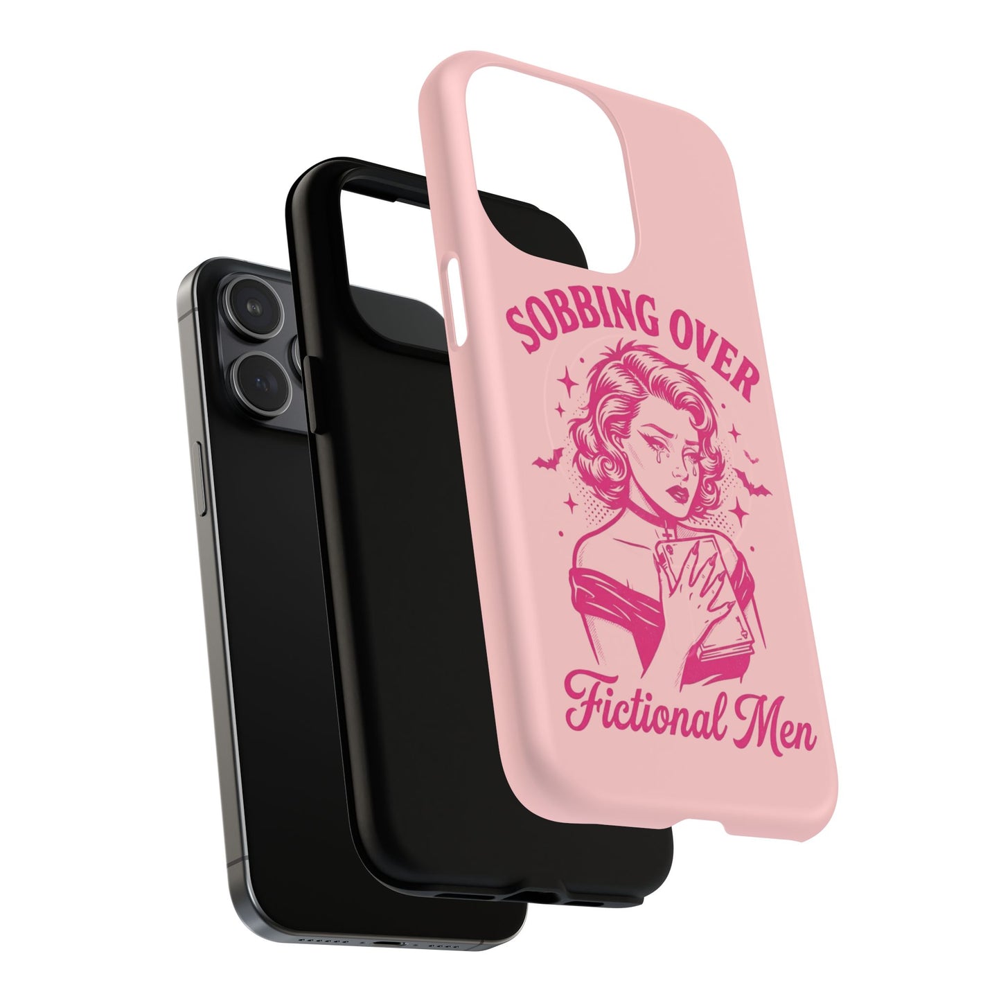 Phone Case — Pink “Sobbing Over Fictional Men” Tough Magnetic Protective Cover