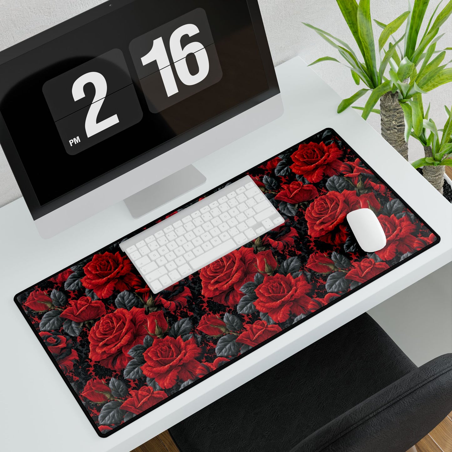 Red Rose Pattern Desk Mat Play Mat Large Floral Gaming Office Mouse Pad MTG Rakdos