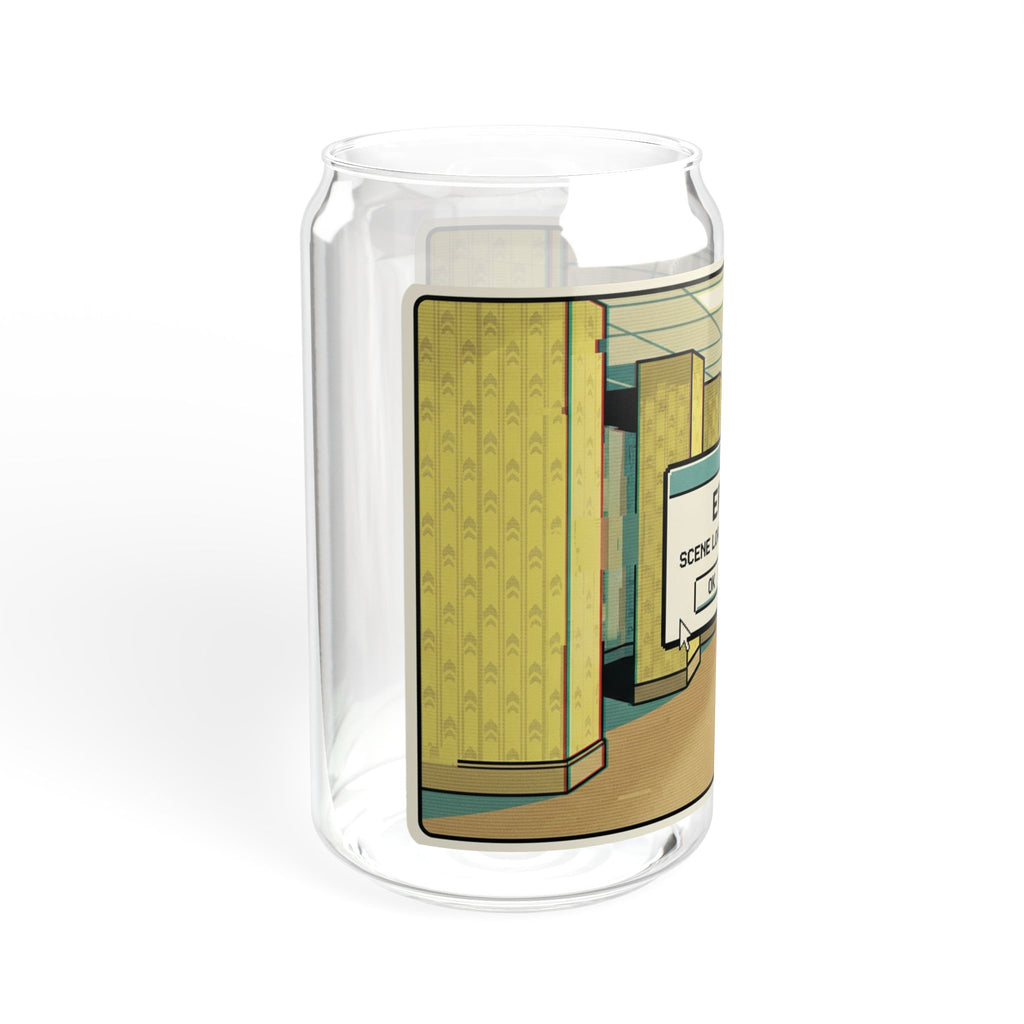 Liminal Space Sipper Glass with Bamboo Lid and  Straw |  Same Room Glass Can | Horror Cup | Weirdcore Iced Coffee Glass