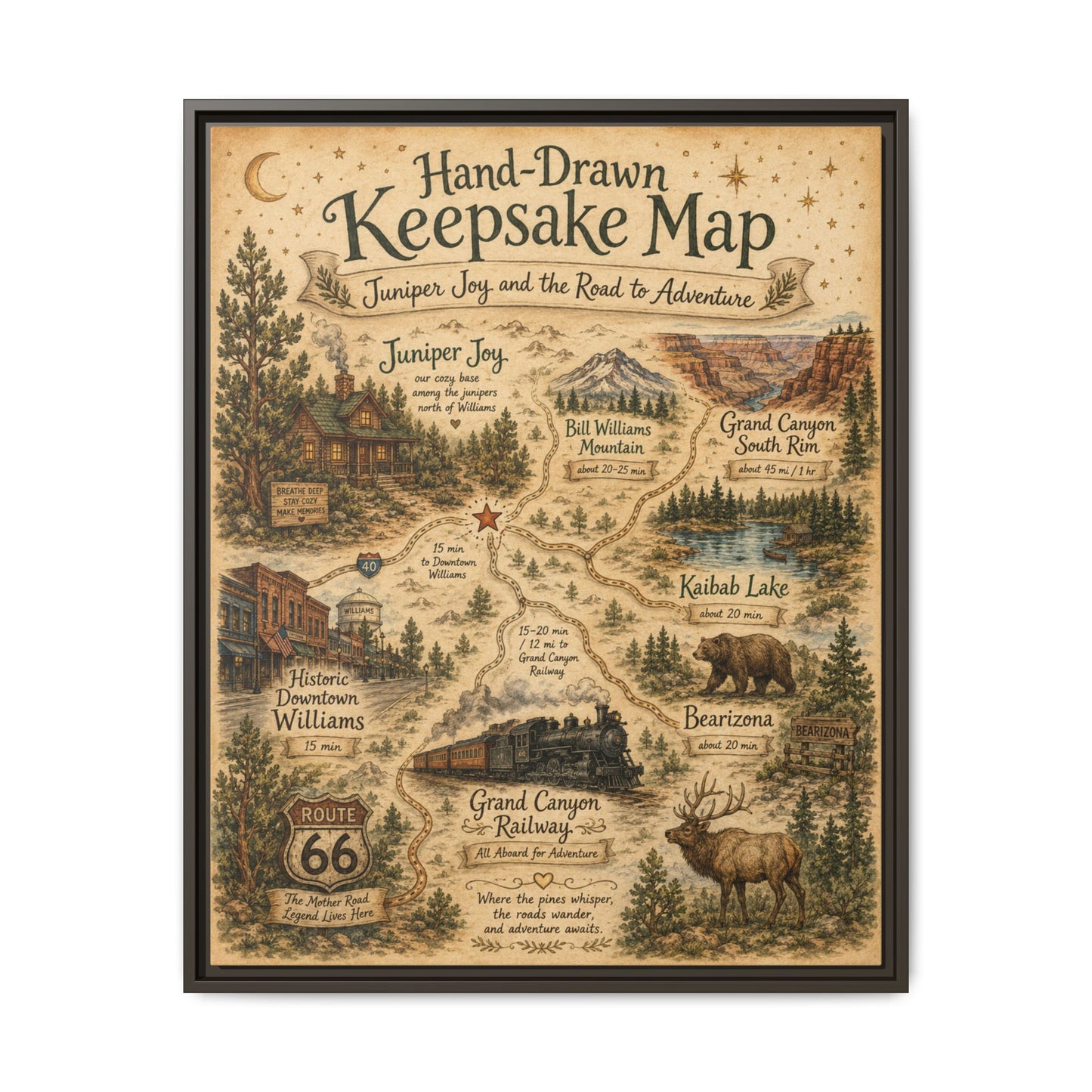 Framed Keepsake Map Matte Canvas Print