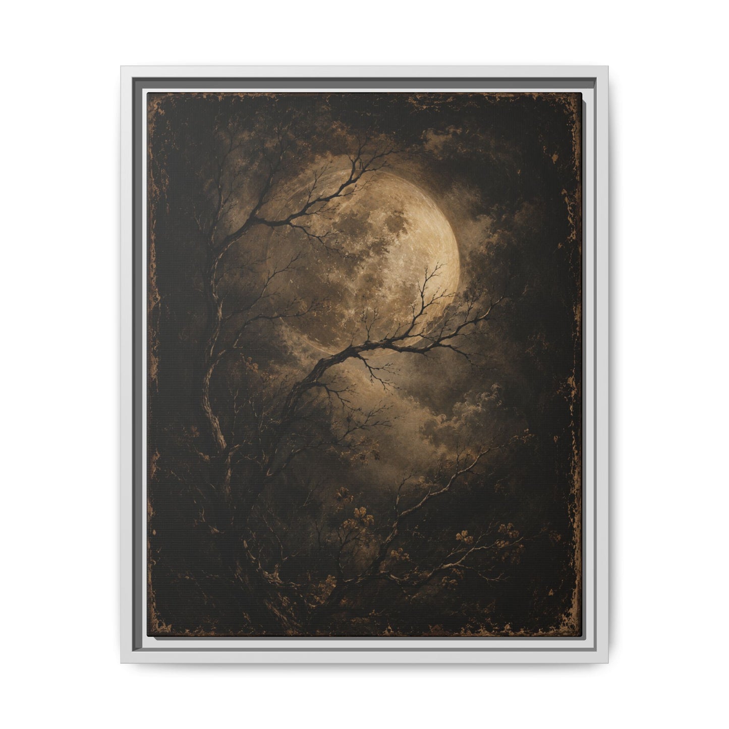 Framed Matte Canvas - Moonlit Forest Art Print