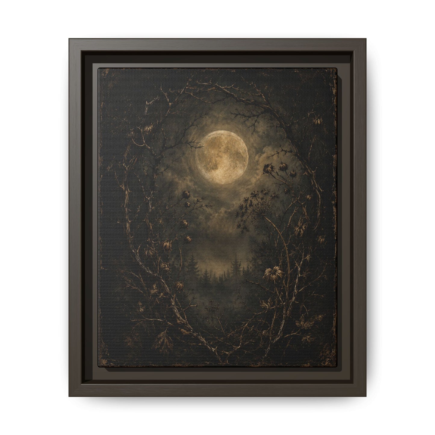 Moonlit Forest Matte Framed Canvas
