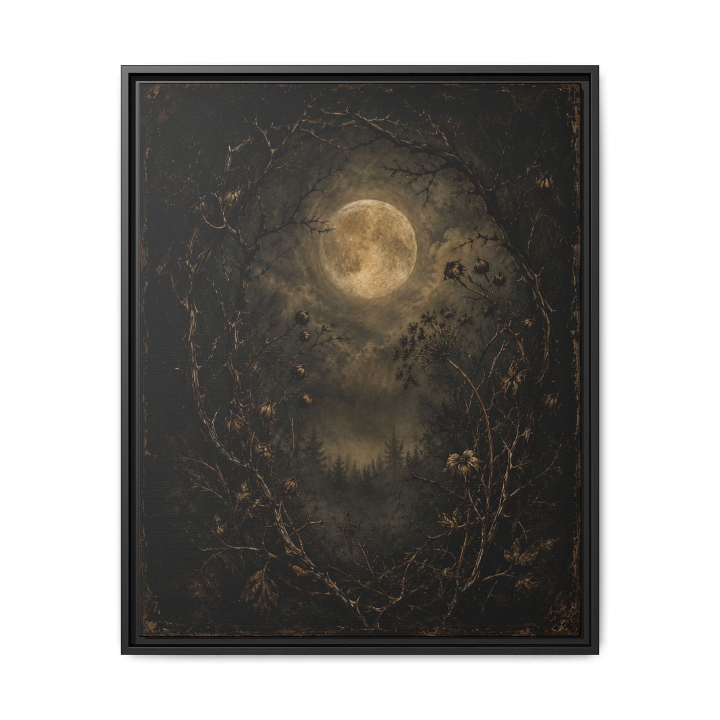 Moonlit Forest Matte Framed Canvas