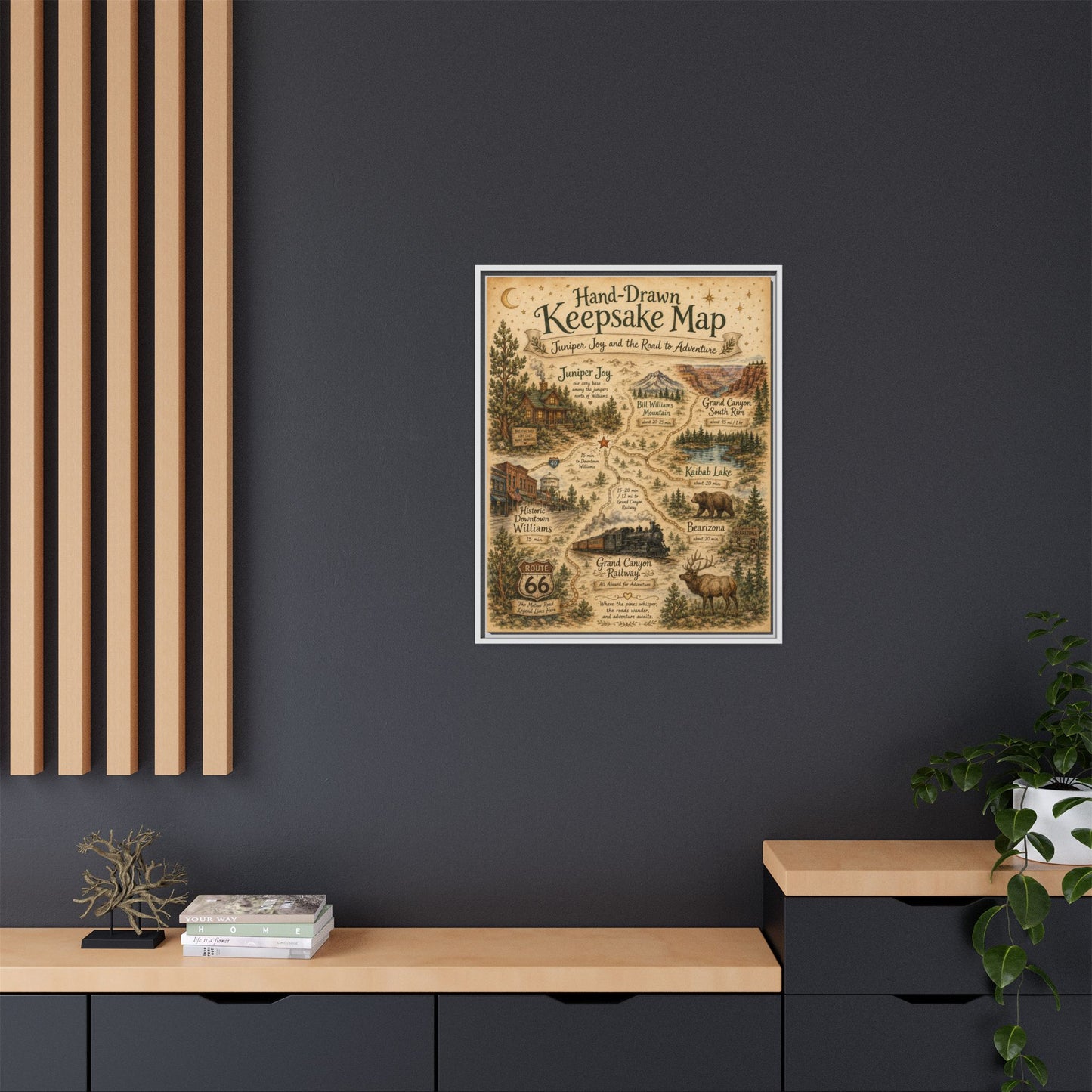 Framed Keepsake Map Matte Canvas Print