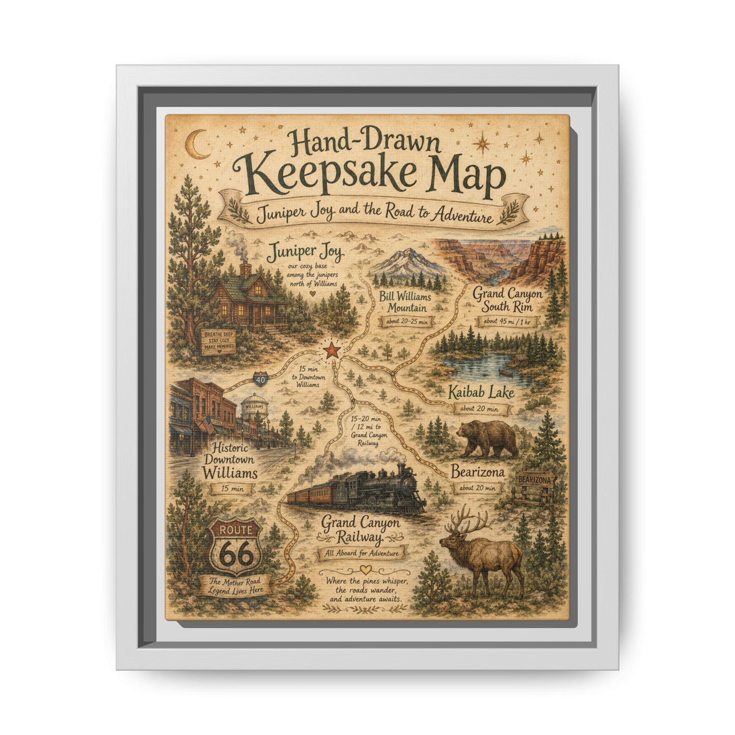Framed Keepsake Map Matte Canvas Print