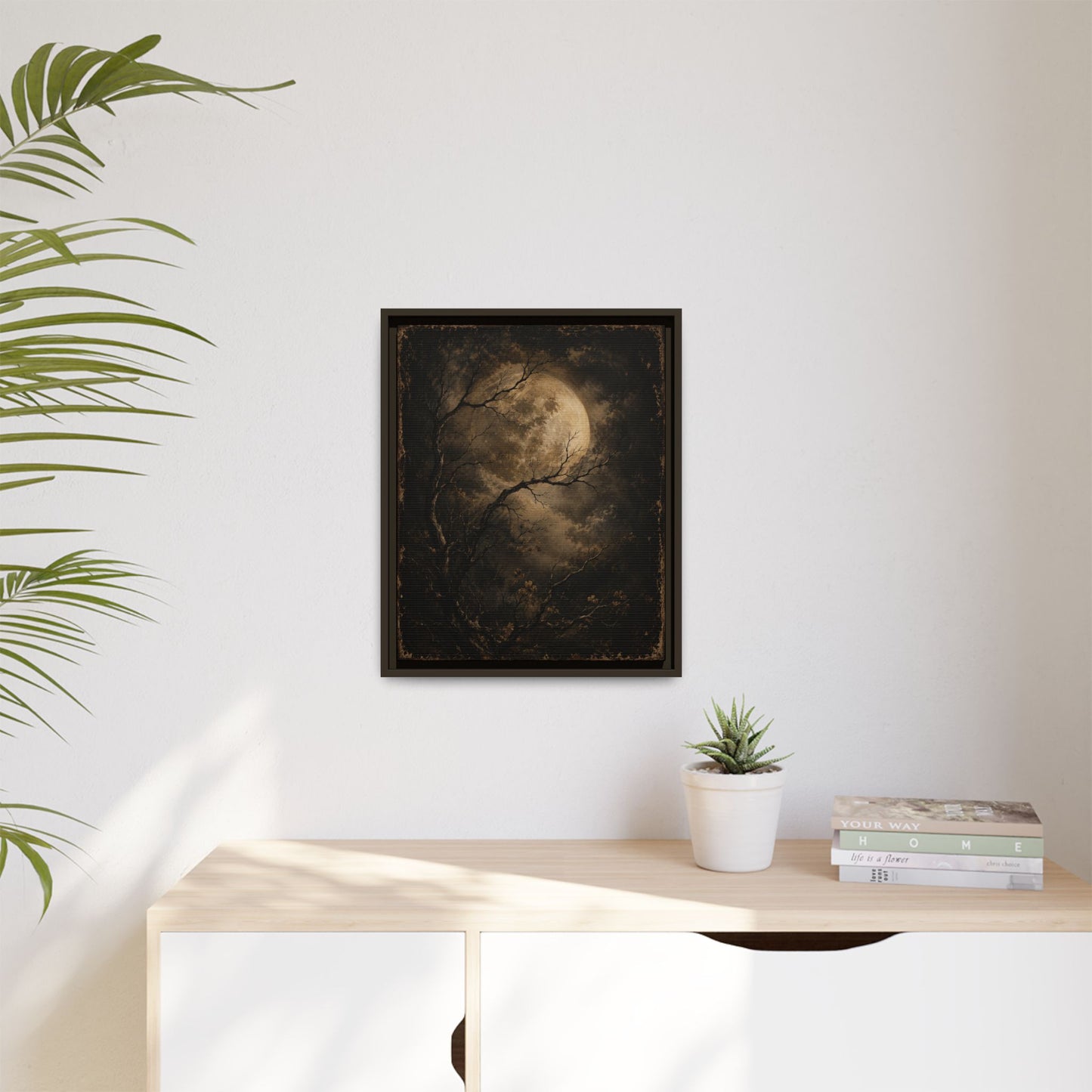 Framed Matte Canvas - Moonlit Forest Art Print