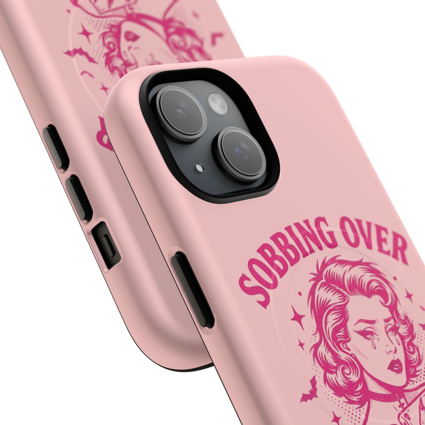 Phone Case — Pink “Sobbing Over Fictional Men” Tough Magnetic Protective Cover