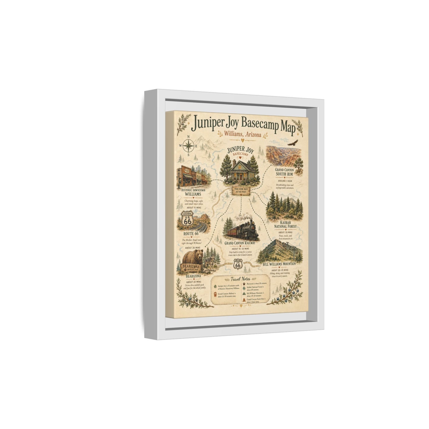 Juniper Joy Basecamp Map Framed Canvas Print