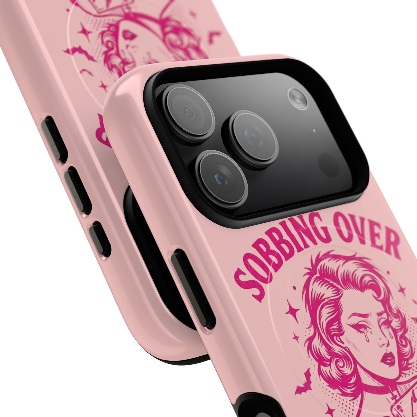 Phone Case — Pink “Sobbing Over Fictional Men” Tough Magnetic Protective Cover