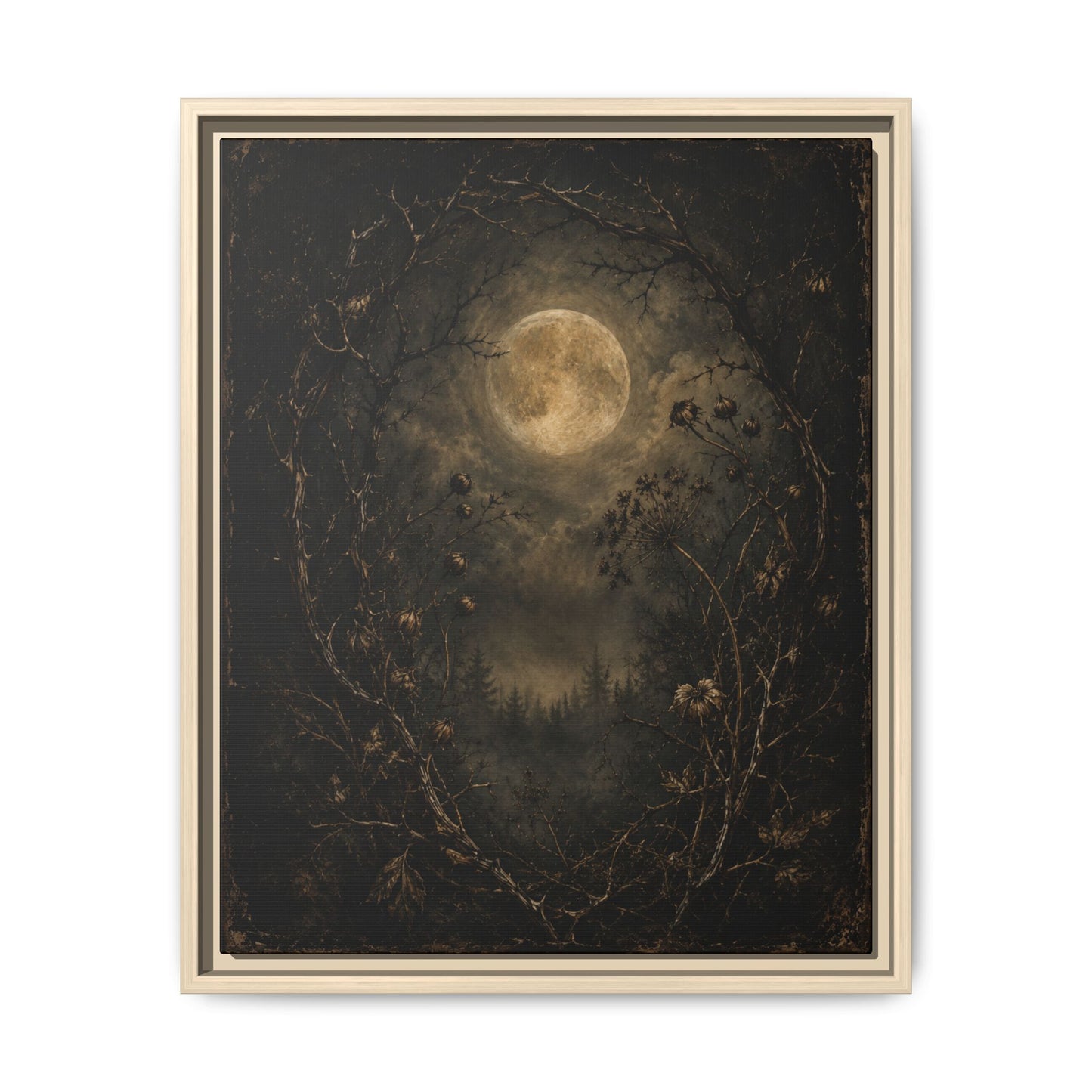 Moonlit Forest Matte Framed Canvas