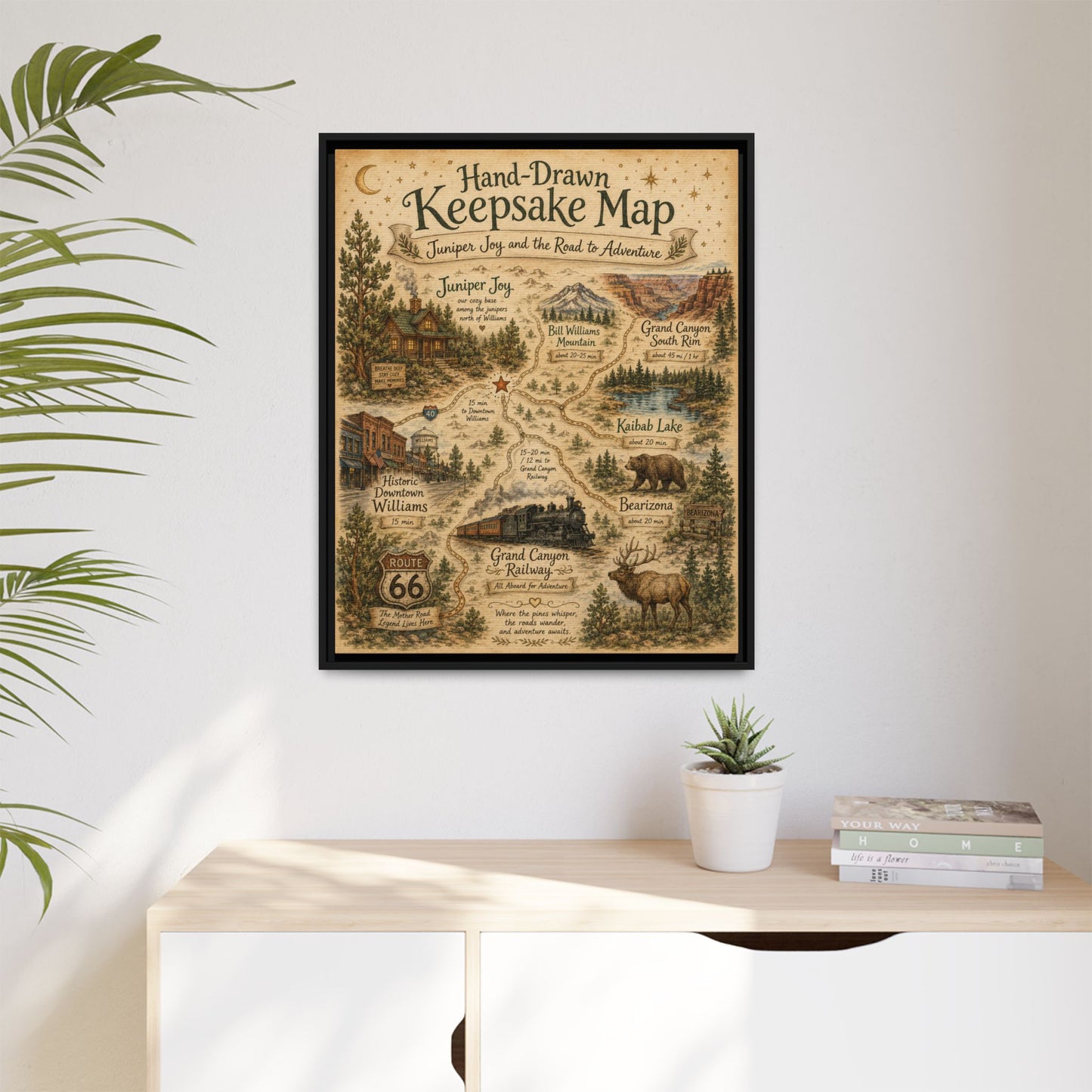 Framed Keepsake Map Matte Canvas Print