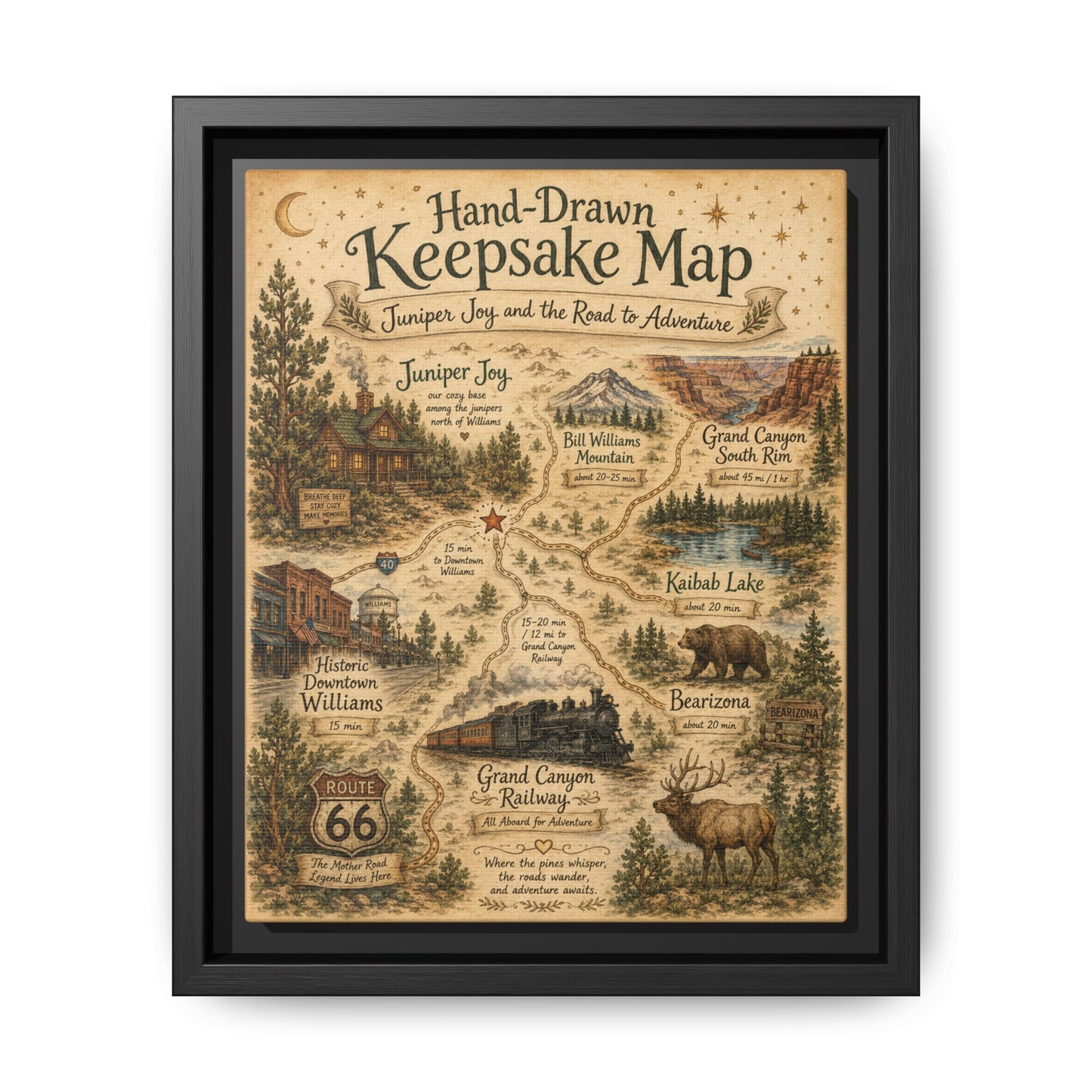 Framed Keepsake Map Matte Canvas Print