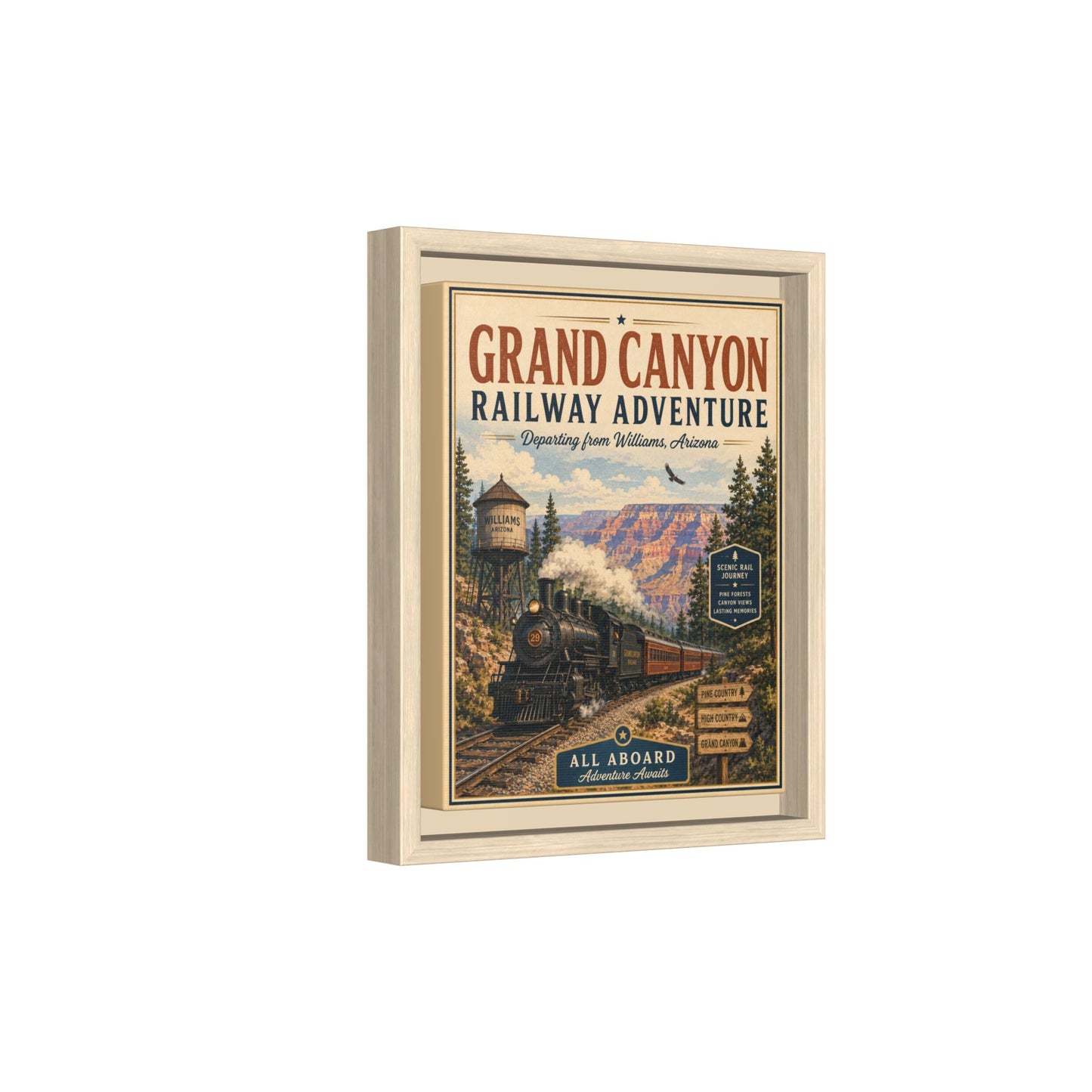 Grand Canyon Railway Adventure Framed Canvas Print