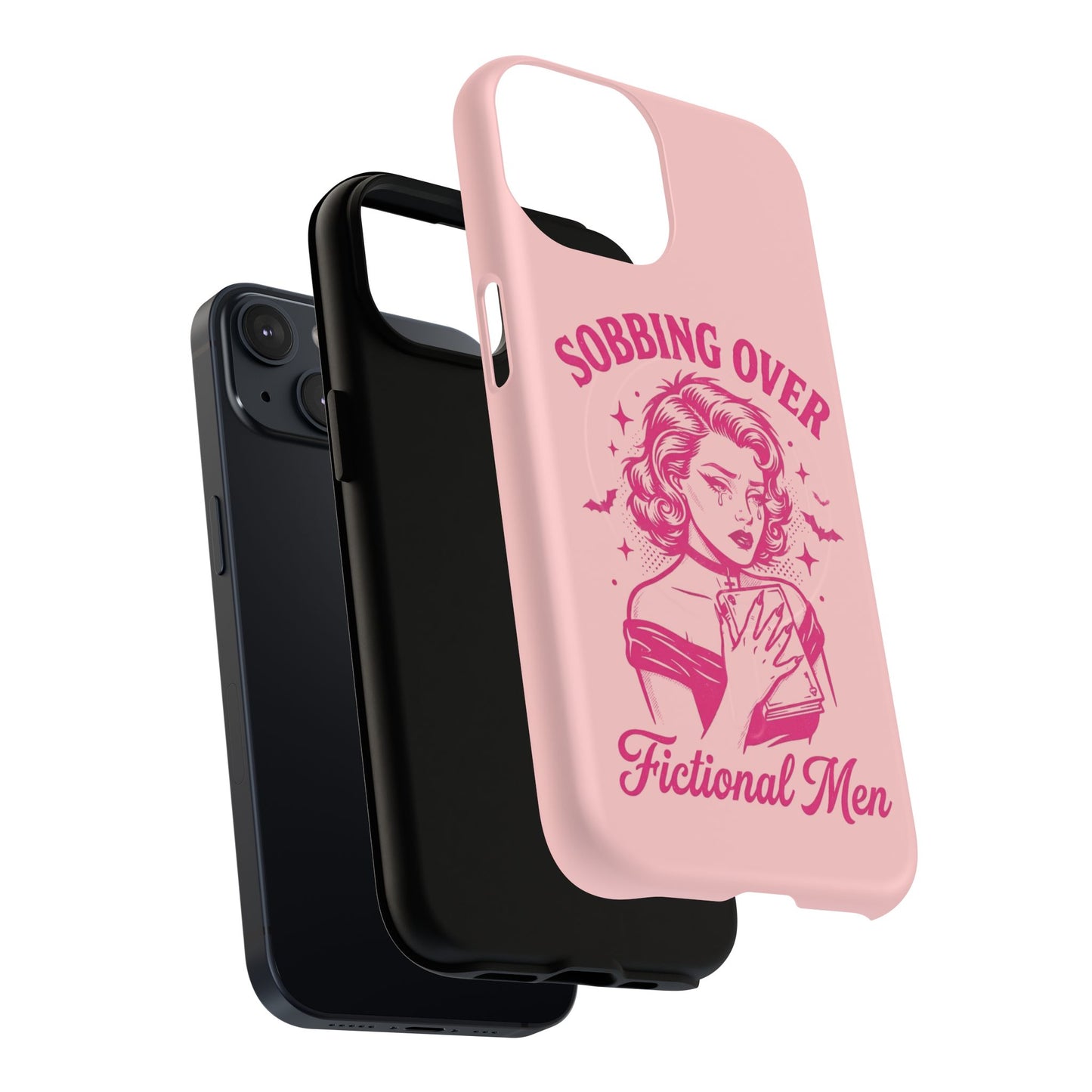 Phone Case — Pink “Sobbing Over Fictional Men” Tough Magnetic Protective Cover