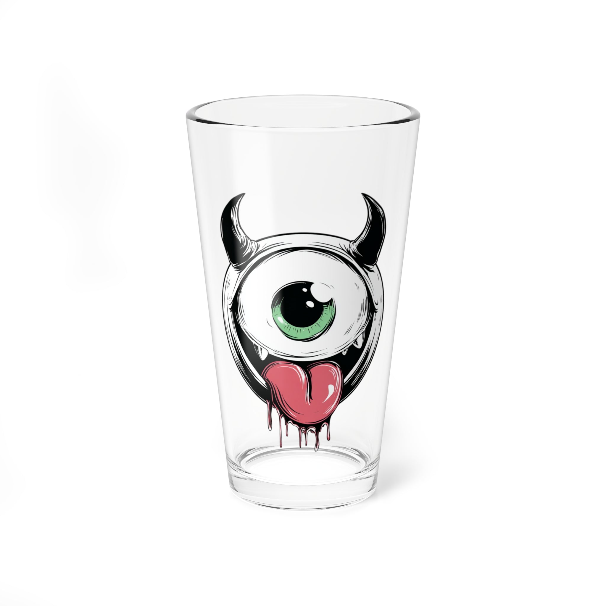 Cute One-Eyed Monster Pint Glass | Spooky Cute Drinking Glass | Gothic Barware | Halloween Cocktail Glass | Monster Beer Glass | 16oz Glass