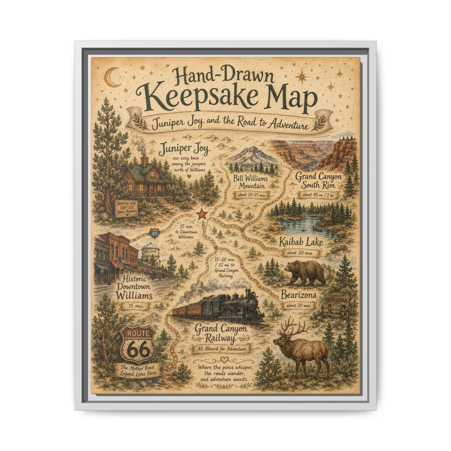 Framed Keepsake Map Matte Canvas Print