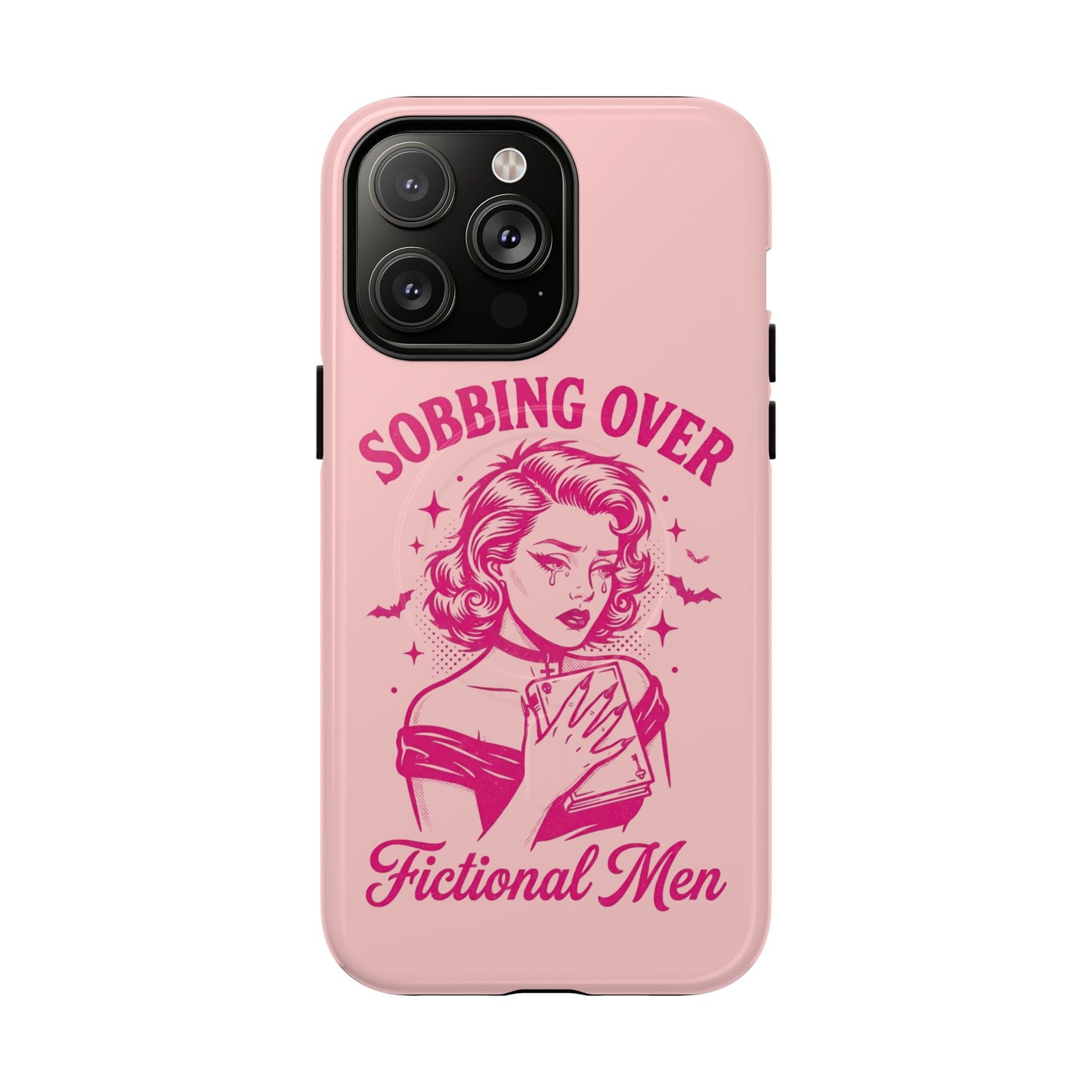 Phone Case — Pink “Sobbing Over Fictional Men” Tough Magnetic Protective Cover