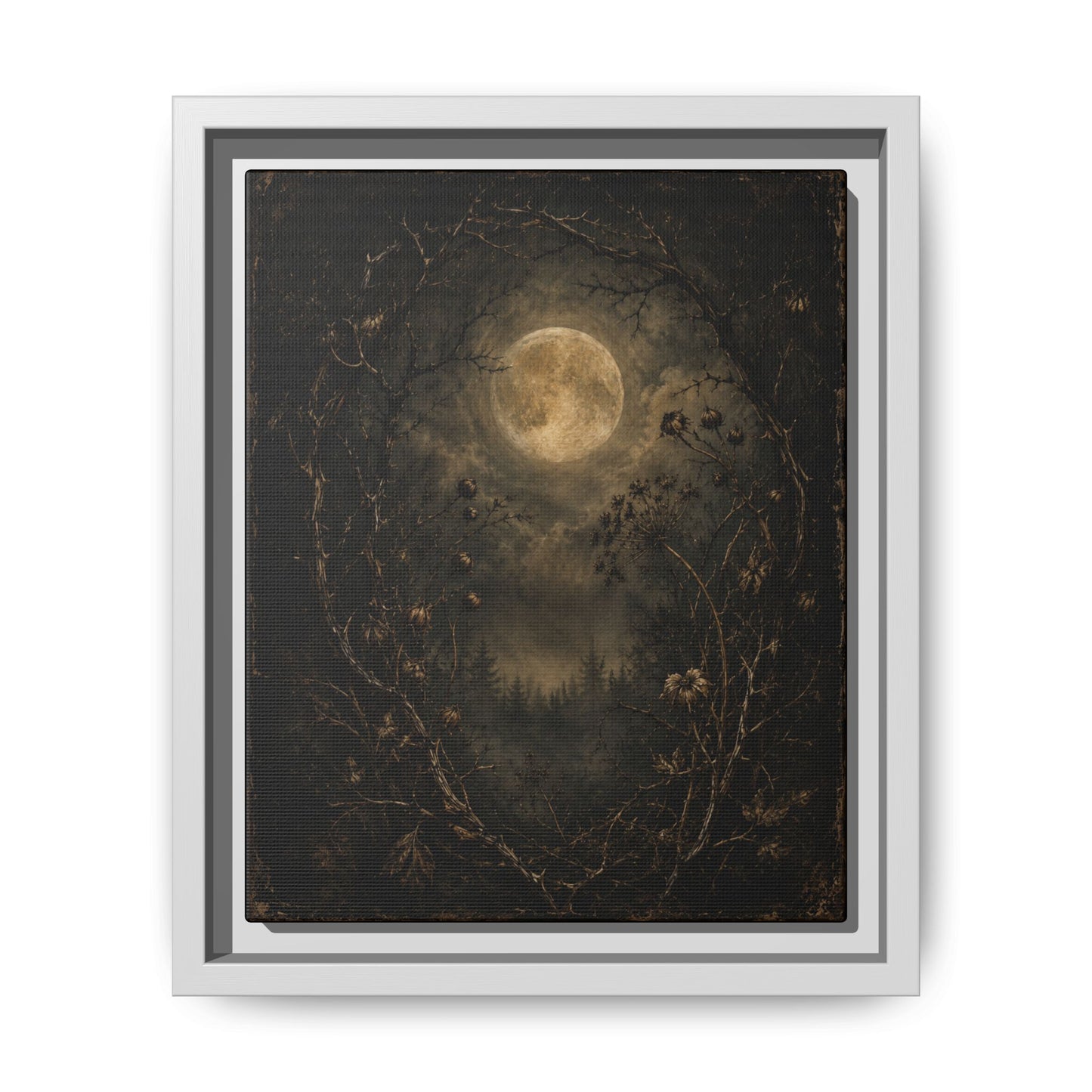 Moonlit Forest Matte Framed Canvas
