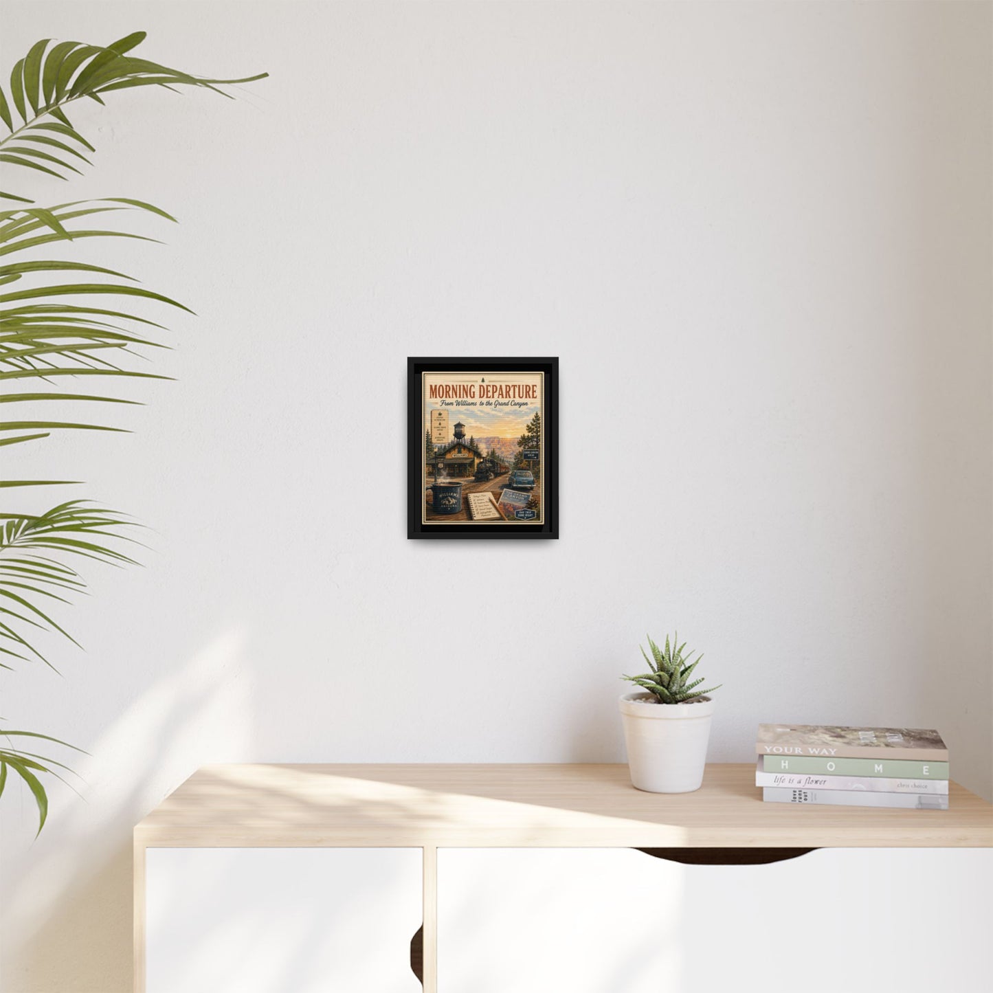 Morning Departure Framed Canvas Print — Vintage Grand Canyon Travel Poster