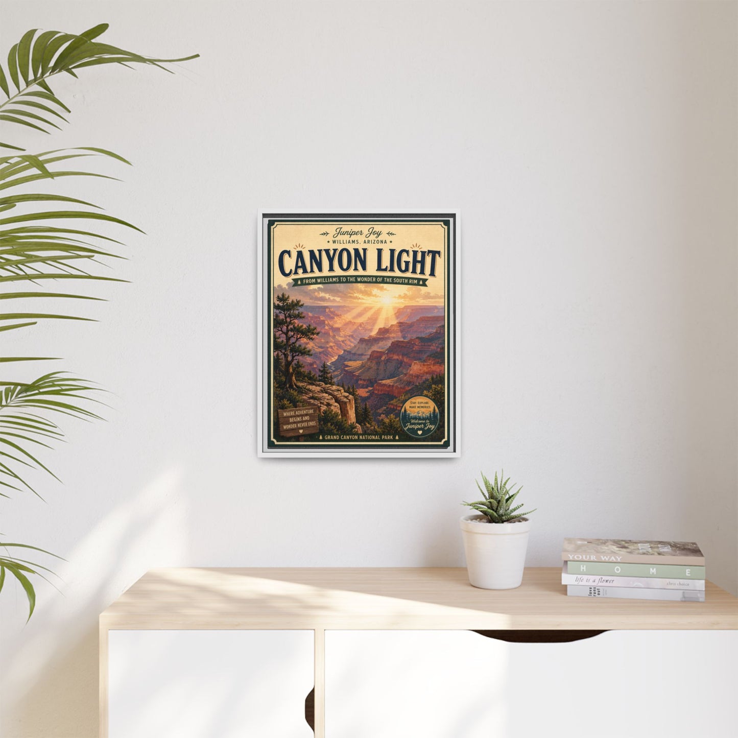 Canyon Light Framed Canvas Art — Vintage National Park Travel Poster