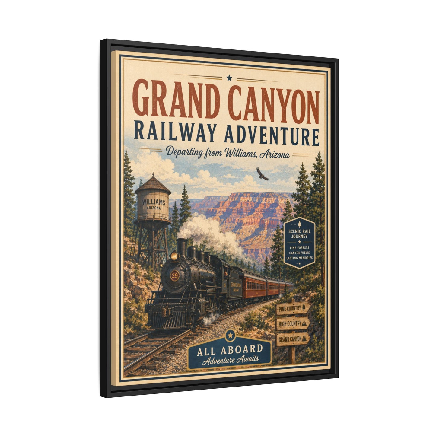 Grand Canyon Railway Adventure Framed Canvas Print