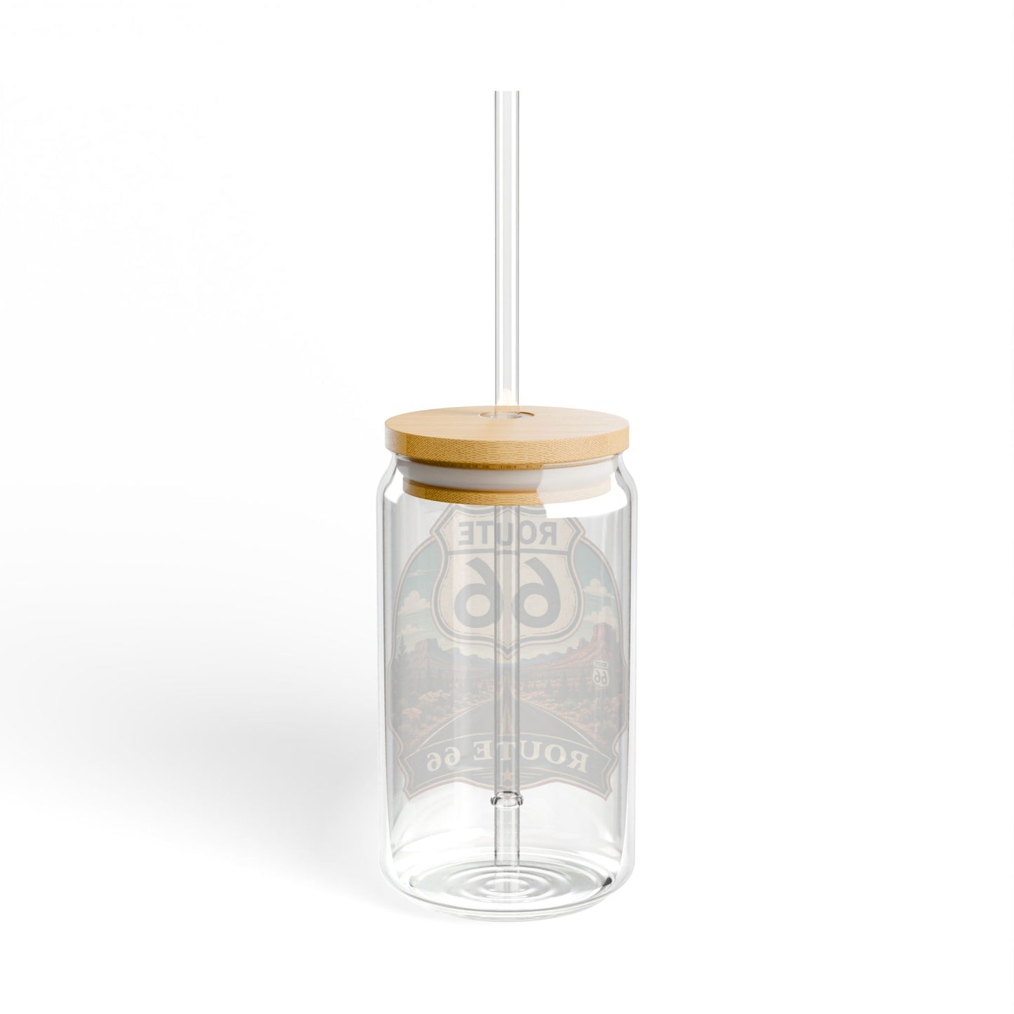 Route 66 Sipper Glass — 16 oz Travel Tumbler with Lid & Straw