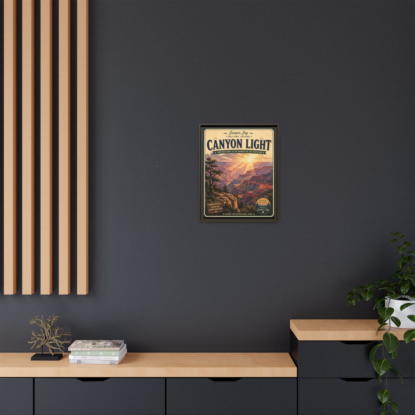Canyon Light Framed Canvas Art — Vintage National Park Travel Poster