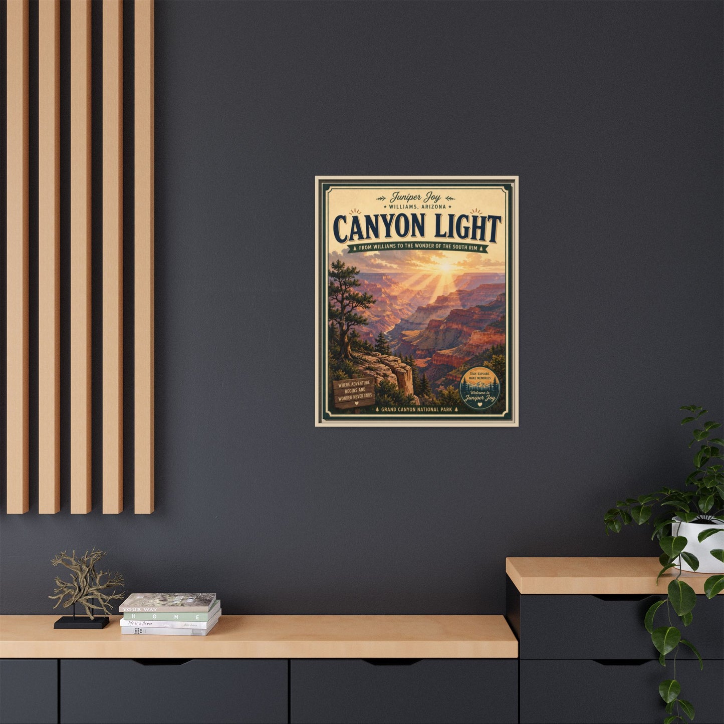 Canyon Light Framed Canvas Art — Vintage National Park Travel Poster