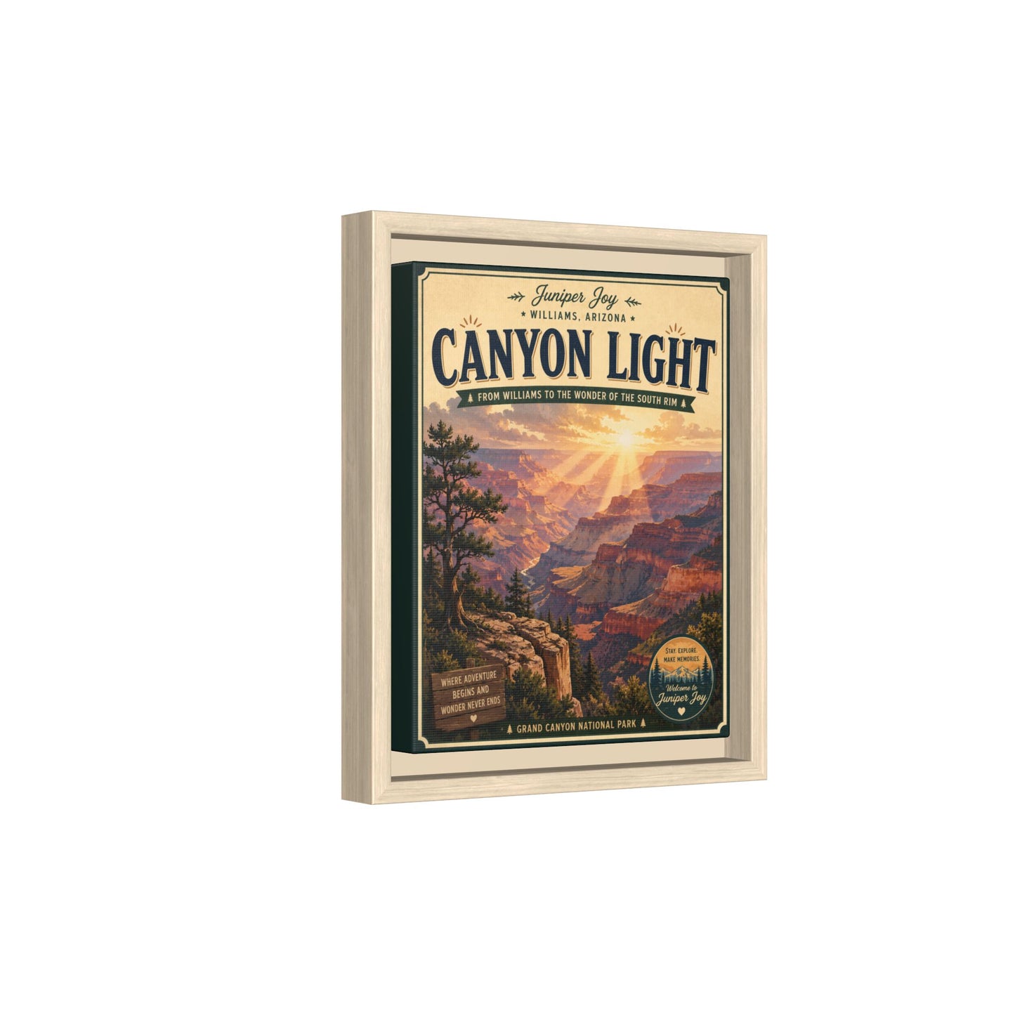 Canyon Light Framed Canvas Art — Vintage National Park Travel Poster