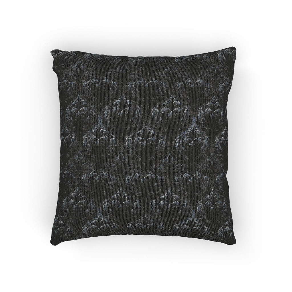 Black Gothic Damask Woven Pillow| Dark Academia Throw Pillow | Victorian Gothic Home Decor | Gothic Couch Pillow | Luxury Cotton Throw