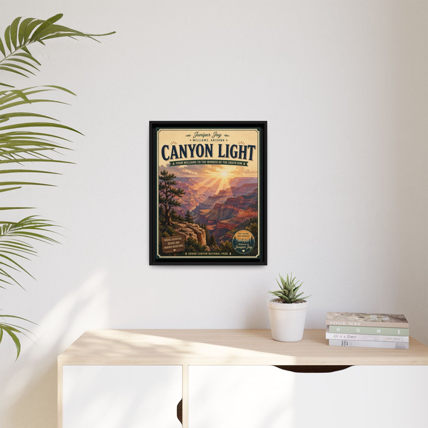 Canyon Light Framed Canvas Art — Vintage National Park Travel Poster