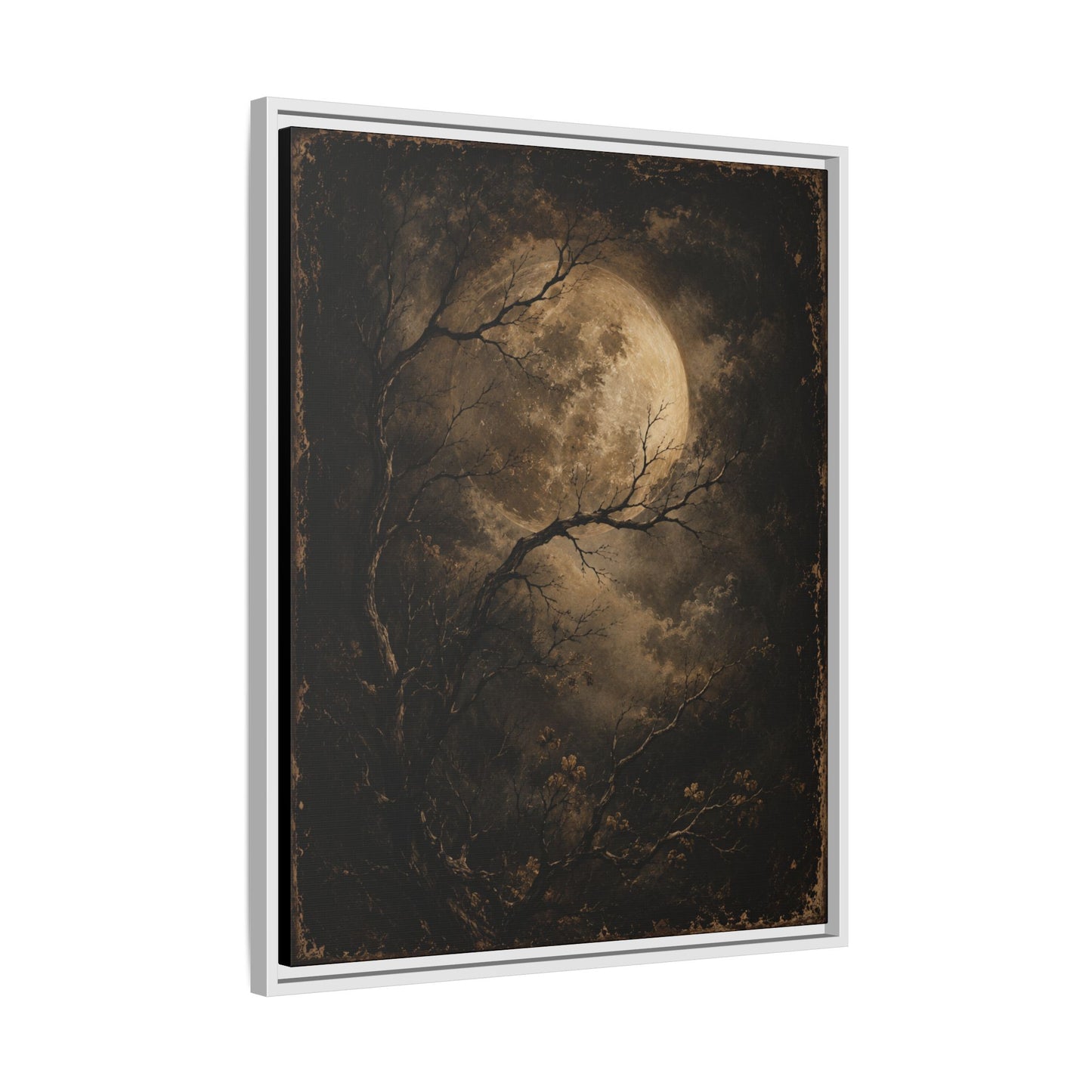 Framed Matte Canvas - Moonlit Forest Art Print