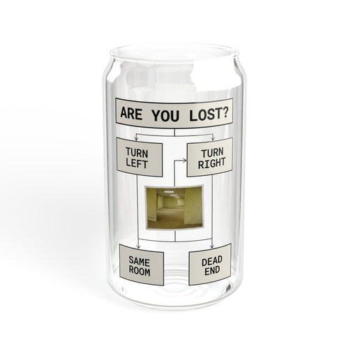 Are You Lost? Liminal Space Sipper Glass with Bamboo Lid and Straw | Retro Horror Iced Coffee Cup | Analog Horror Glass Can