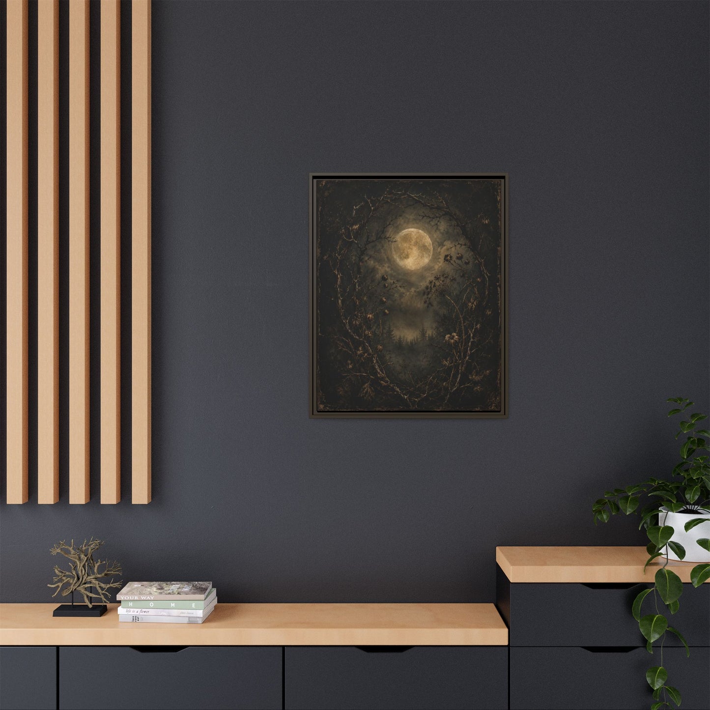 Moonlit Forest Matte Framed Canvas