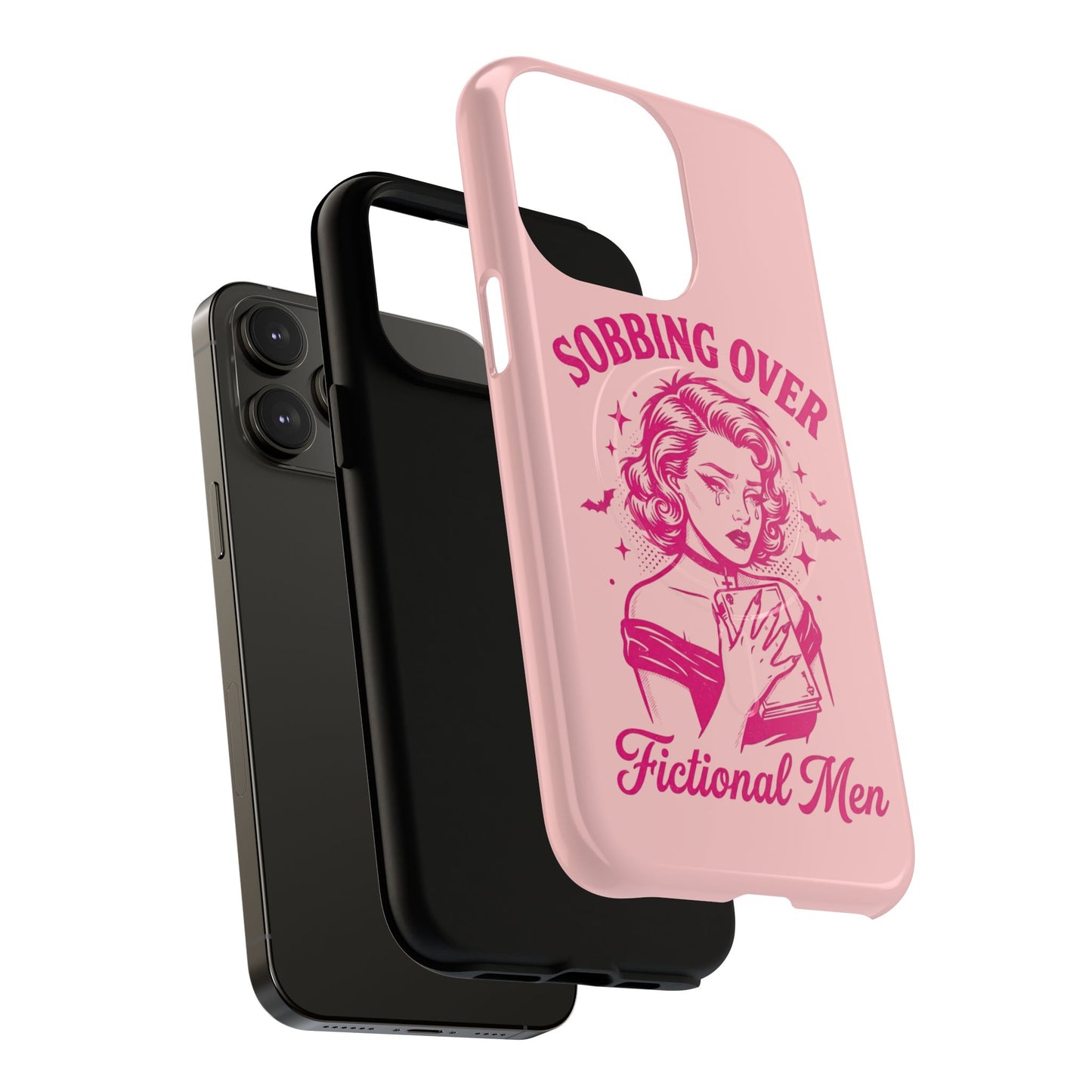 Phone Case — Pink “Sobbing Over Fictional Men” Tough Magnetic Protective Cover