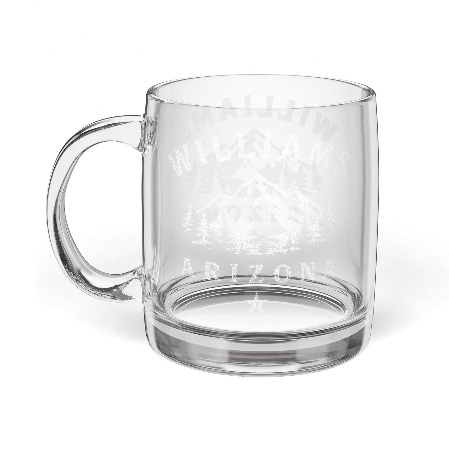Engraved Glass Coffee Mug — Mountain & Arizona Travel Design, 12.25 oz