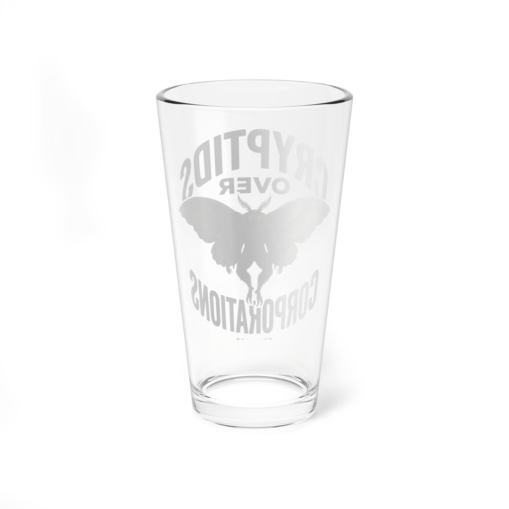 Mixing Glass — “Cryptids Over Corporations” 16oz Pint Glass