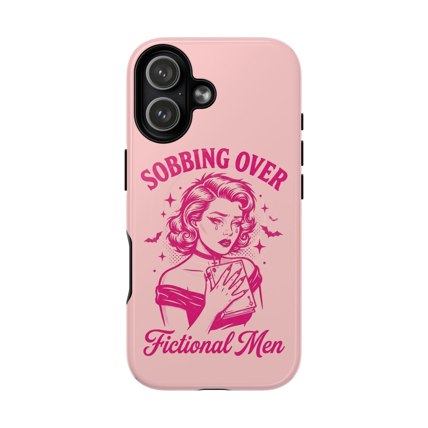 Phone Case — Pink “Sobbing Over Fictional Men” Tough Magnetic Protective Cover