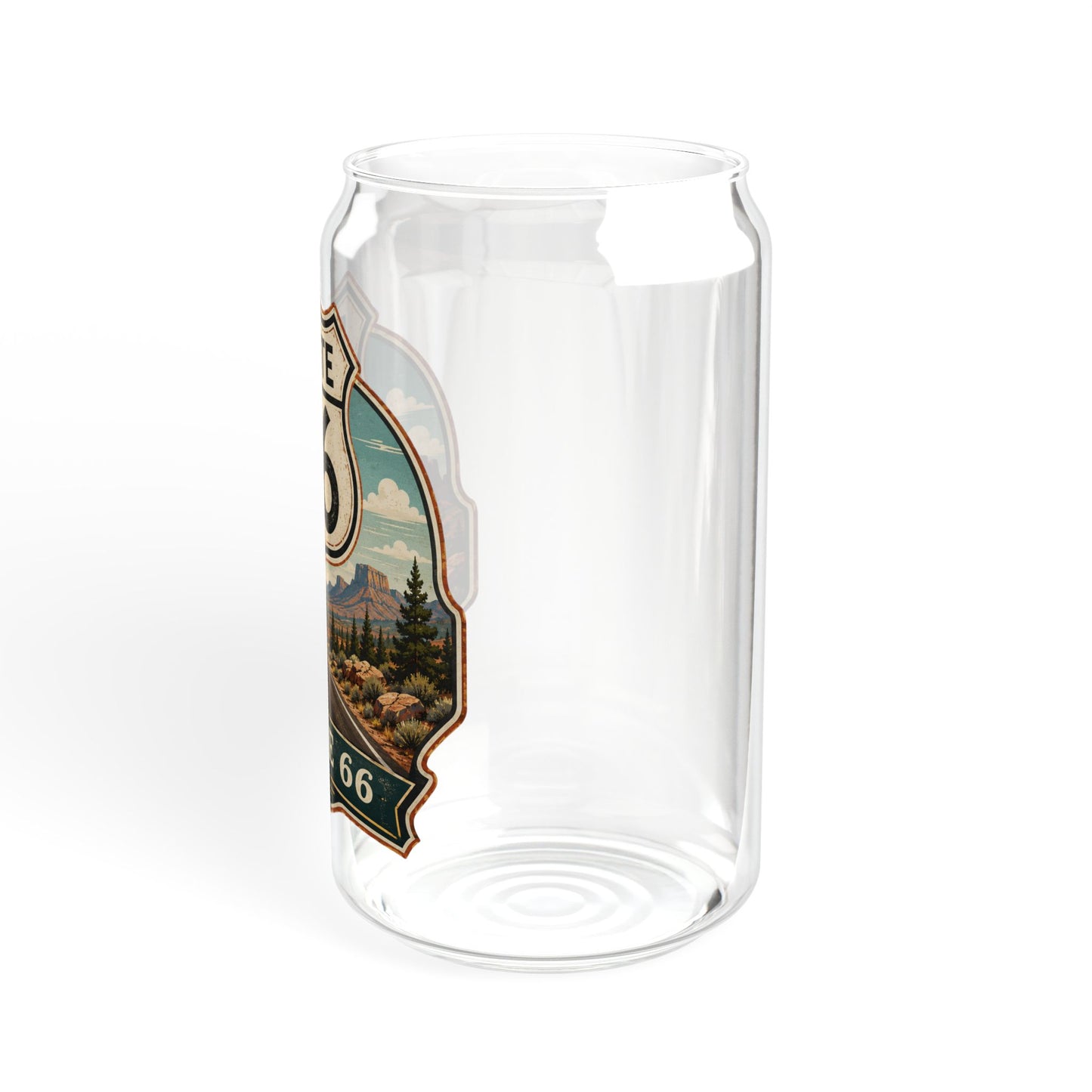 Route 66 Sipper Glass — 16 oz Travel Tumbler with Lid & Straw