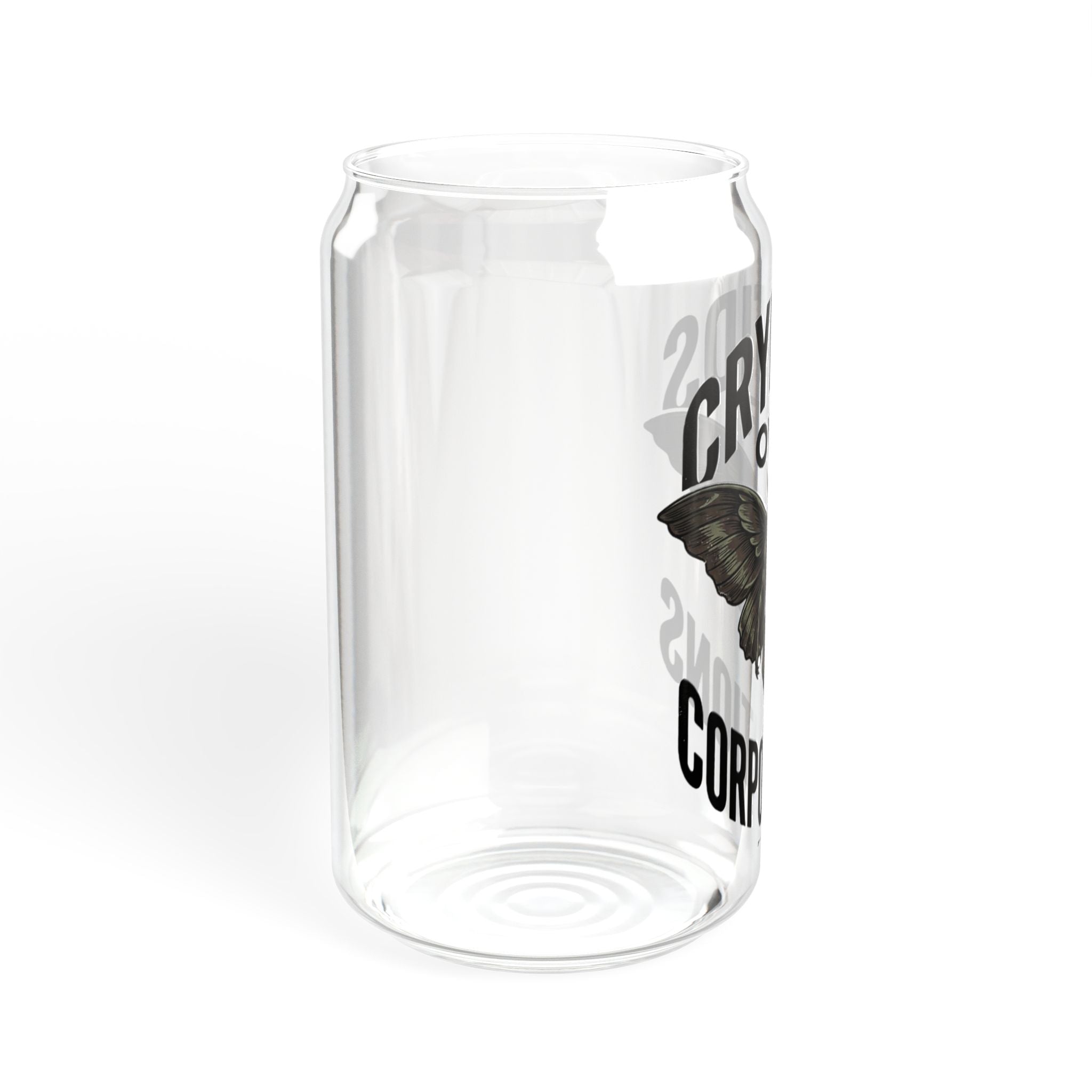 Cryptids Over Corporations Glass Can | Mothman Sipper Glass with Bamboo Lid & Straw | Funny Cryptid Iced Coffee Cup | Gothic Drinkware