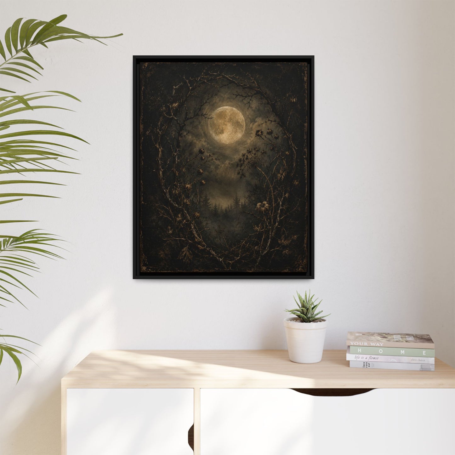 Moonlit Forest Matte Framed Canvas