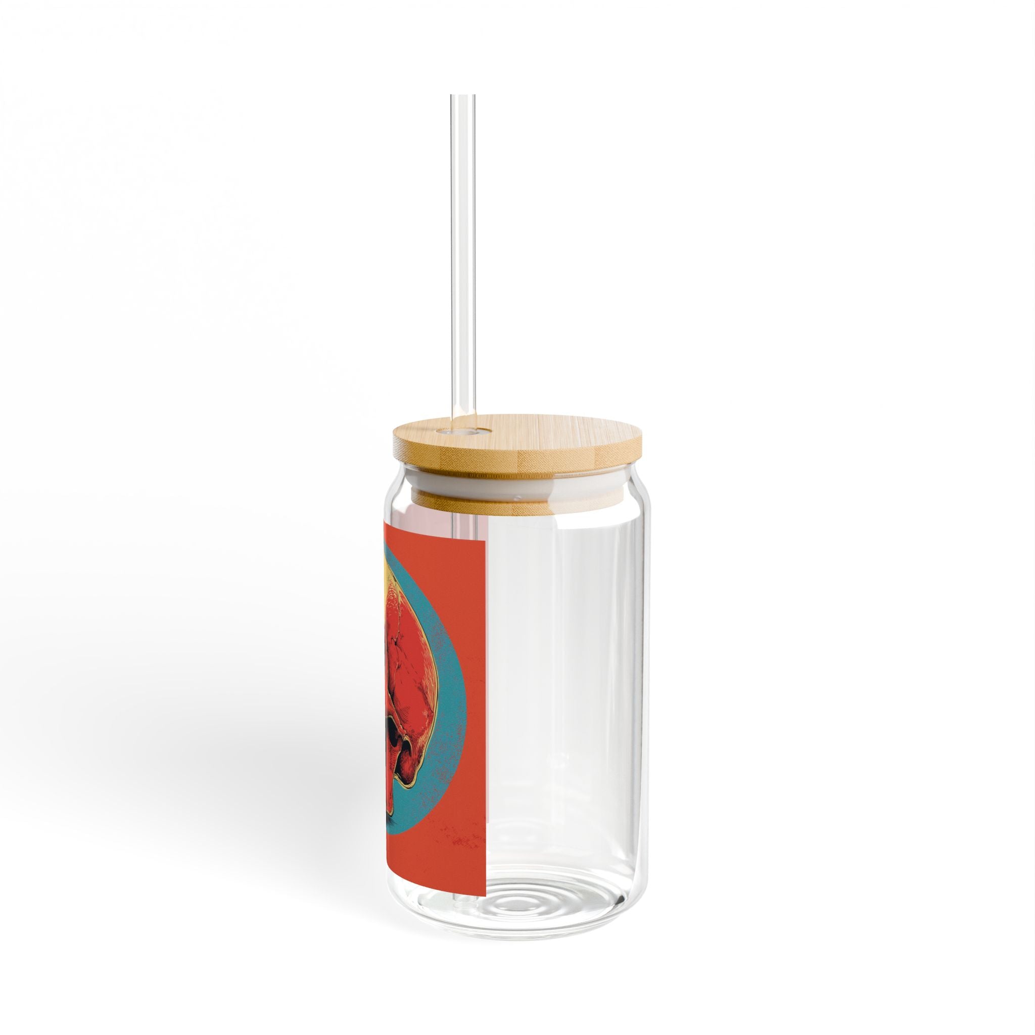 Retro Skull Sipper Glass | Vintage Gothic Skull Glass Can | 16oz Iced Coffee Cup with Bamboo Lid & Straw | Halloween Drinkware | Alt Gift
