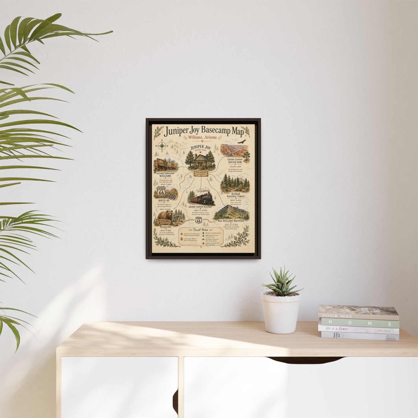 Juniper Joy Basecamp Map Framed Canvas Print