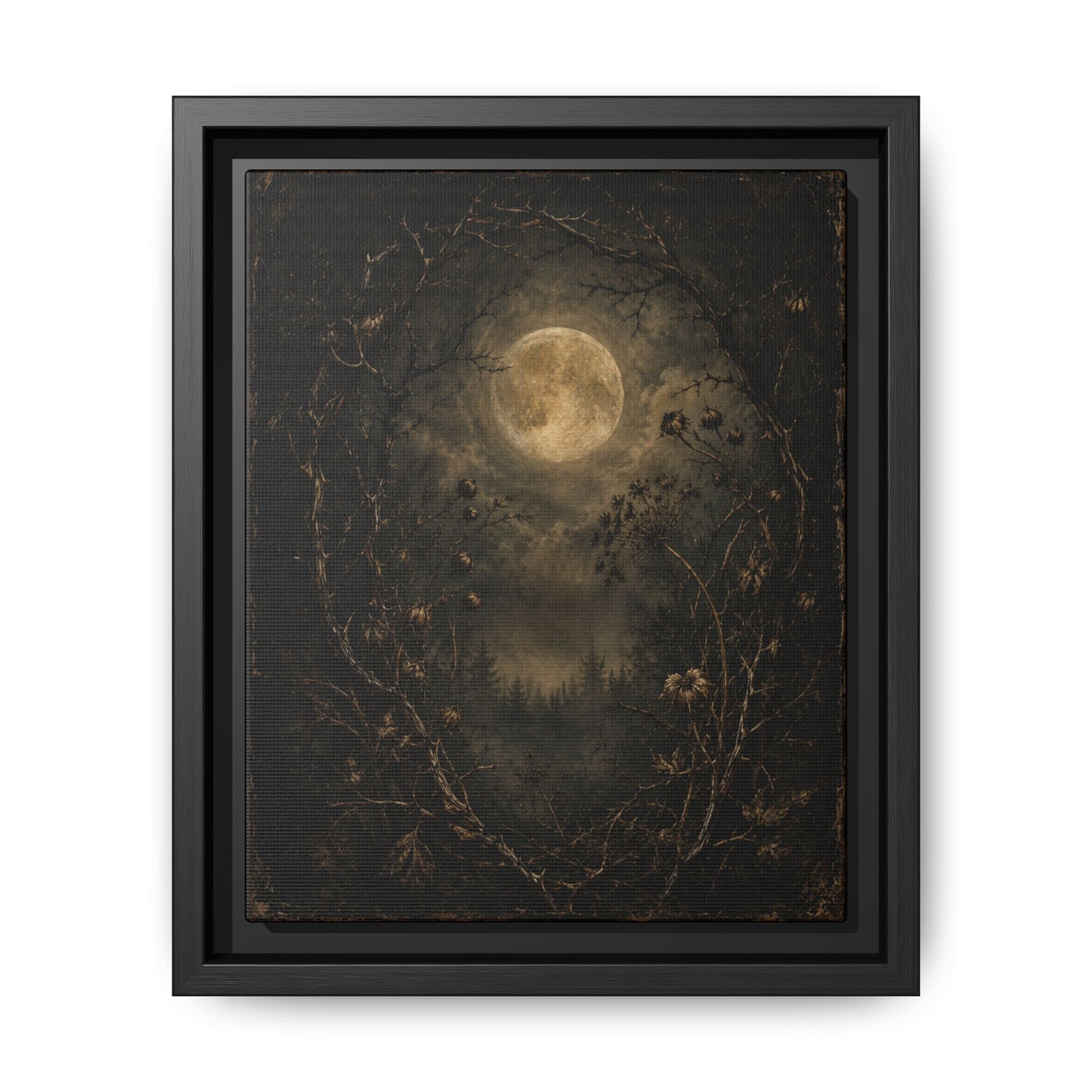 Moonlit Forest Matte Framed Canvas