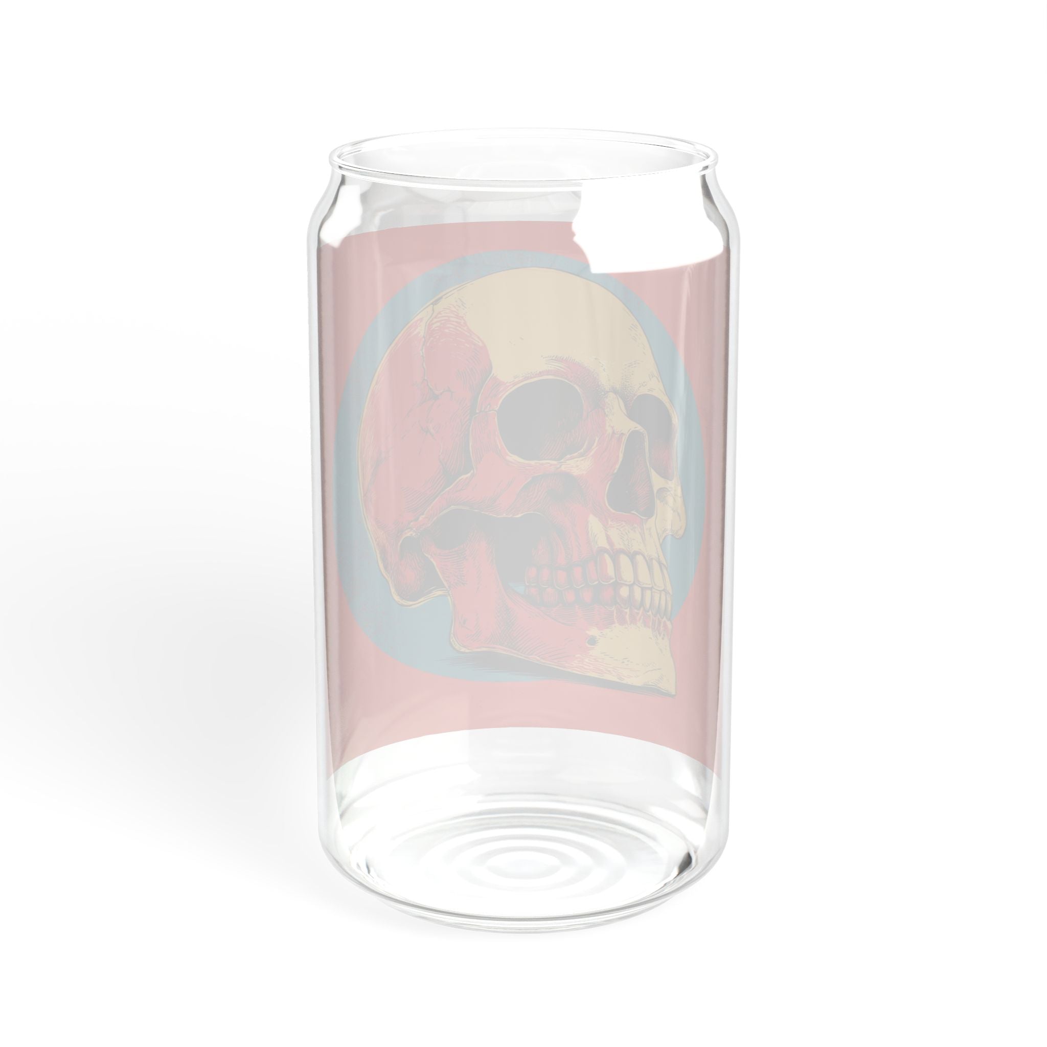 Retro Skull Sipper Glass | Vintage Gothic Skull Glass Can | 16oz Iced Coffee Cup with Bamboo Lid & Straw | Halloween Drinkware | Alt Gift