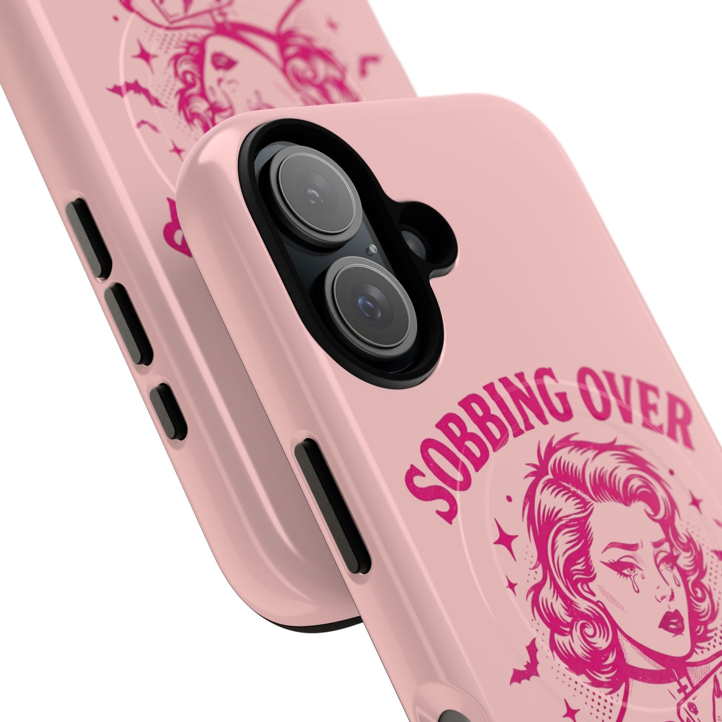 Phone Case — Pink “Sobbing Over Fictional Men” Tough Magnetic Protective Cover