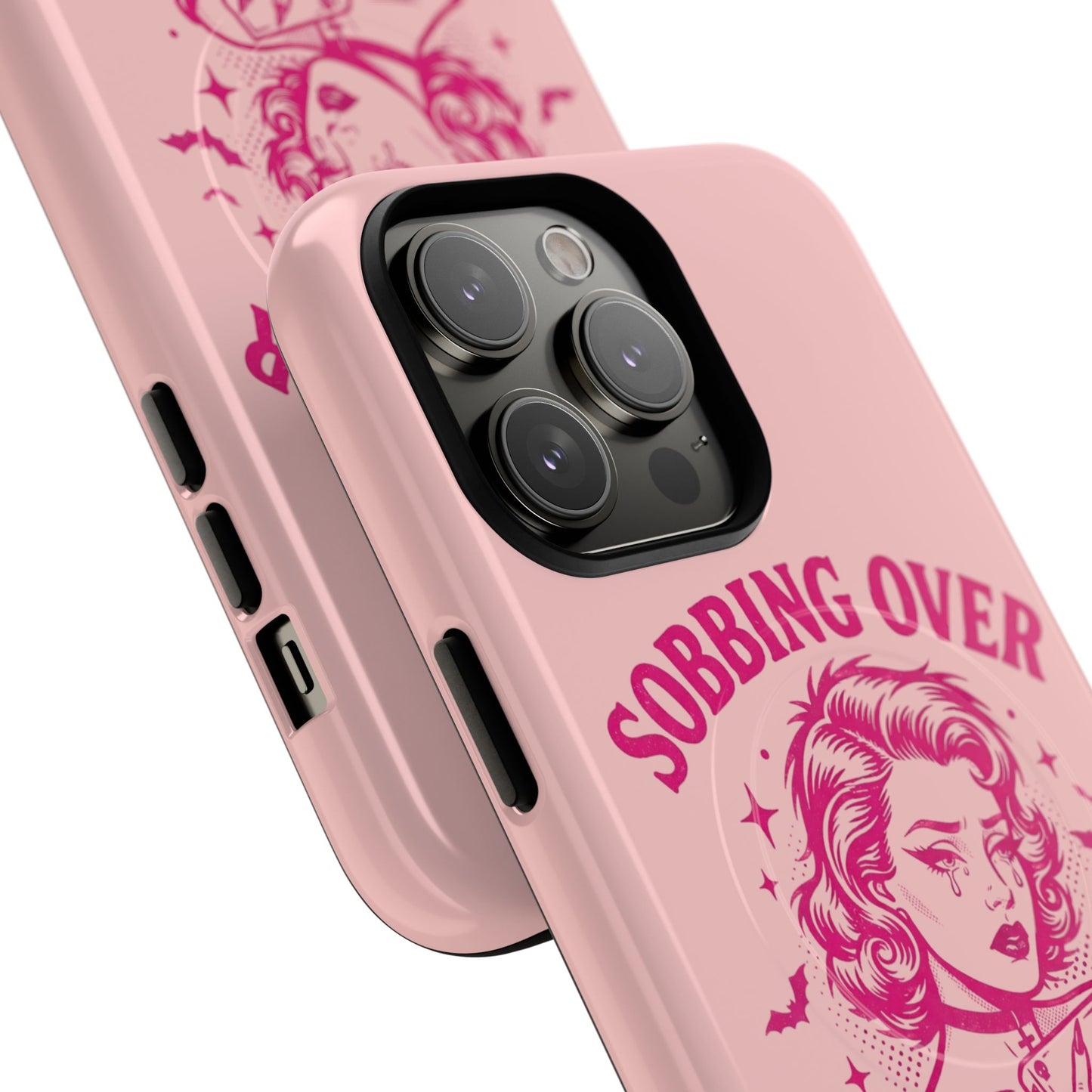 Phone Case — Pink “Sobbing Over Fictional Men” Tough Magnetic Protective Cover