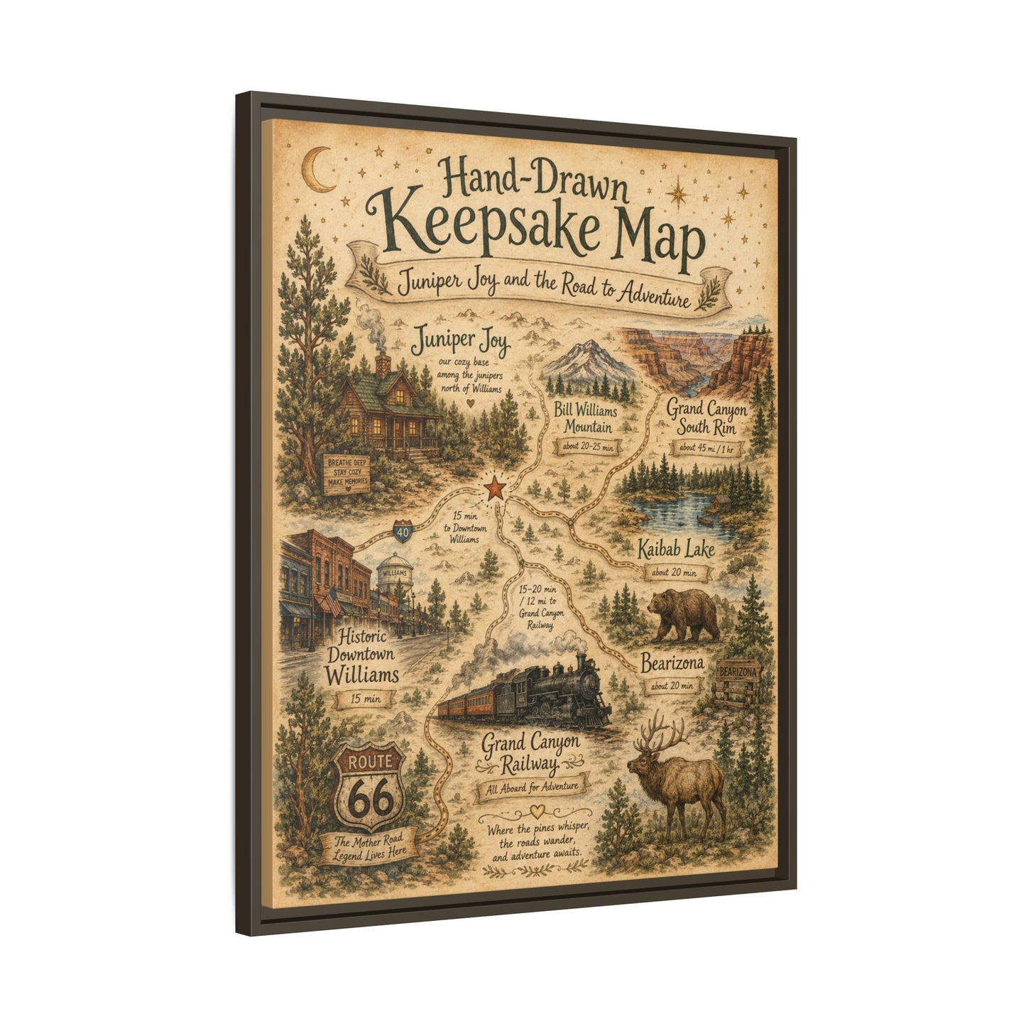 Framed Keepsake Map Matte Canvas Print