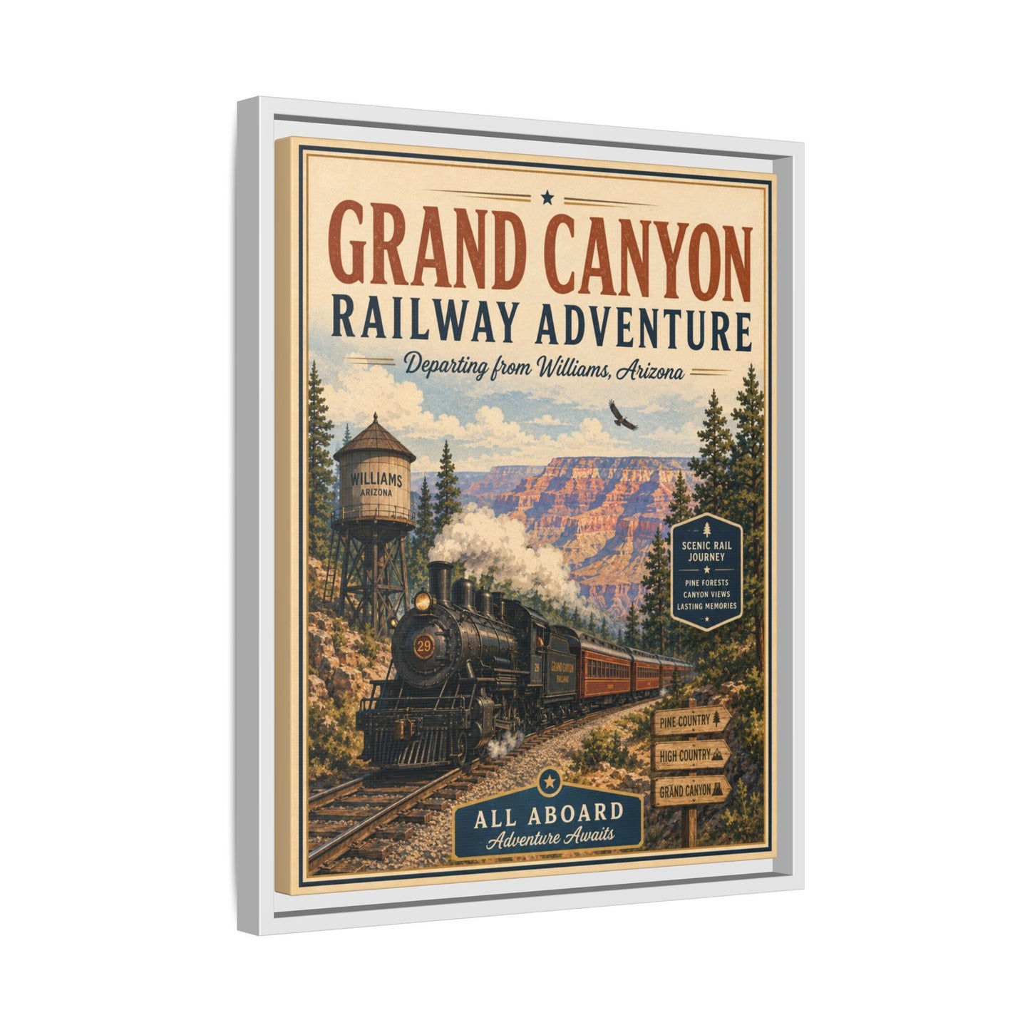 Grand Canyon Railway Adventure Framed Canvas Print